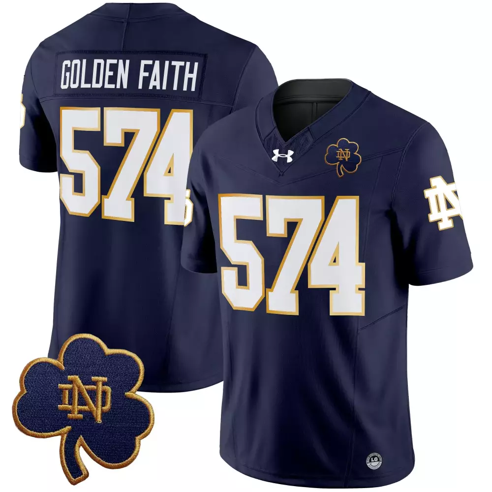golden faith 574 men s vapor limited jersey notre dame fighting irish white 2025 embroidered patch