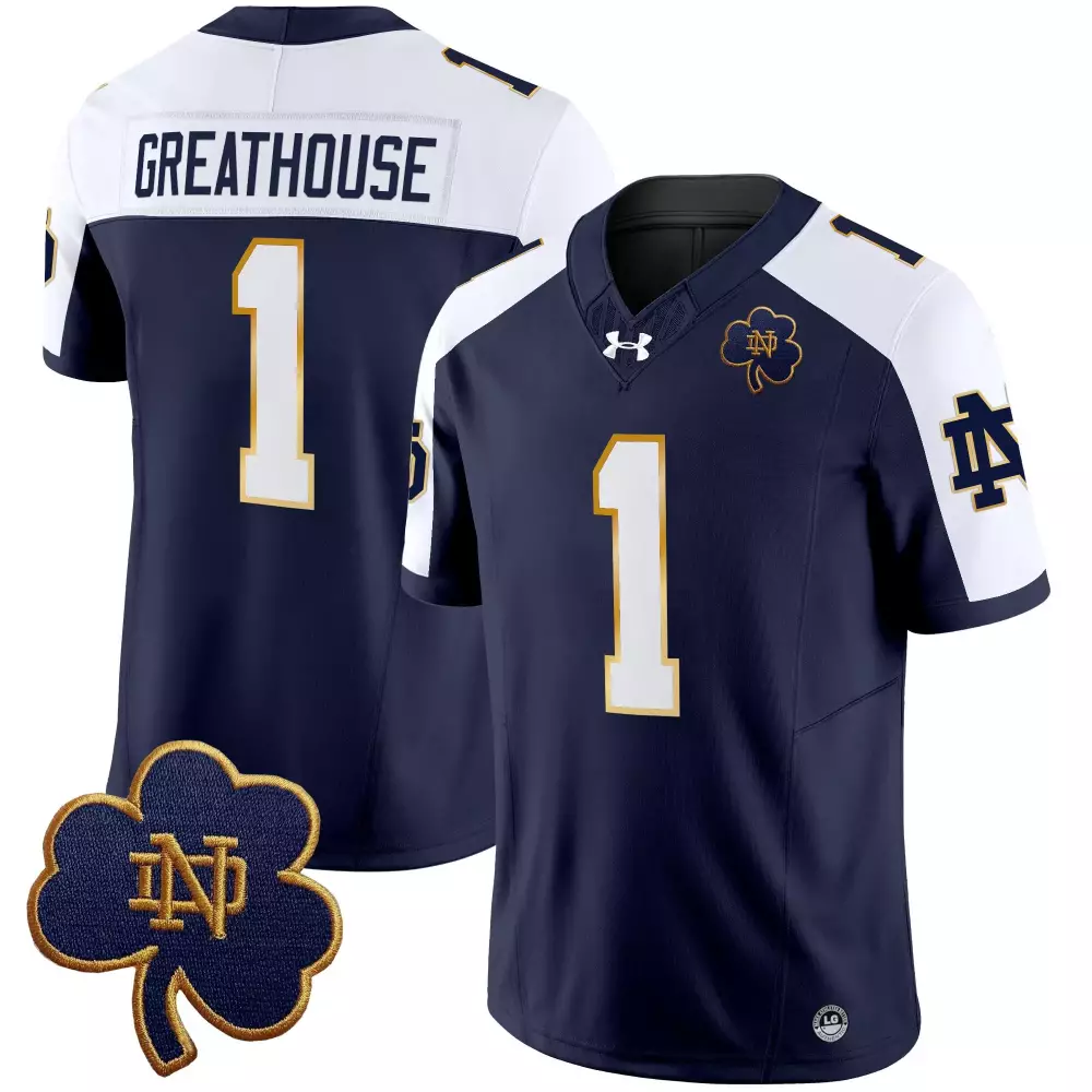 Greathouse 1 Men'S Stitched Jersey Notre Dame Fighting Irish Green Name Patch 2025