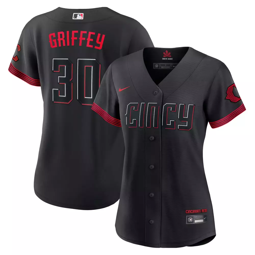 Griffey 30 Cincinnati Reds Black Women’s All Stitched Jersey | Name Patch 2025 | For Women | For Men, Women & You