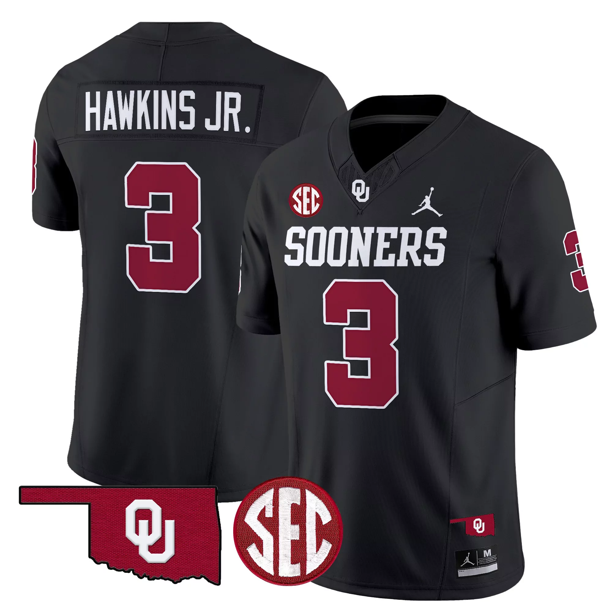 hawkins jr 3 men s vapor jersey oklahoma sooners gray 2025 all stitched sec patch