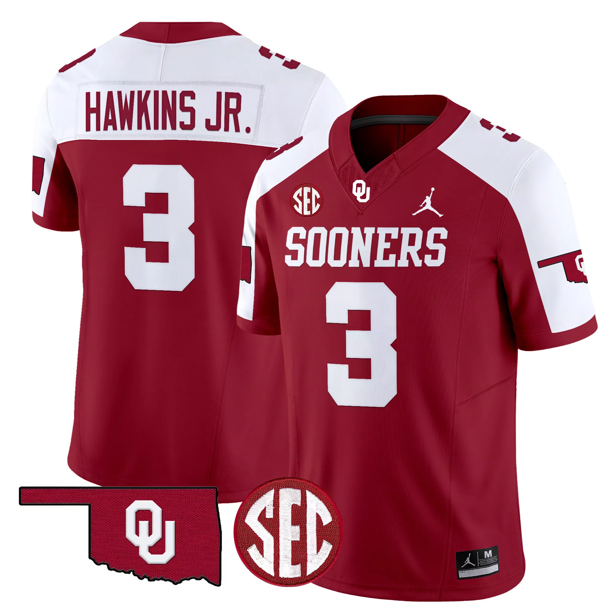 hawkins jr 3 men s vapor jersey oklahoma sooners gray 2025 all stitched sec patch