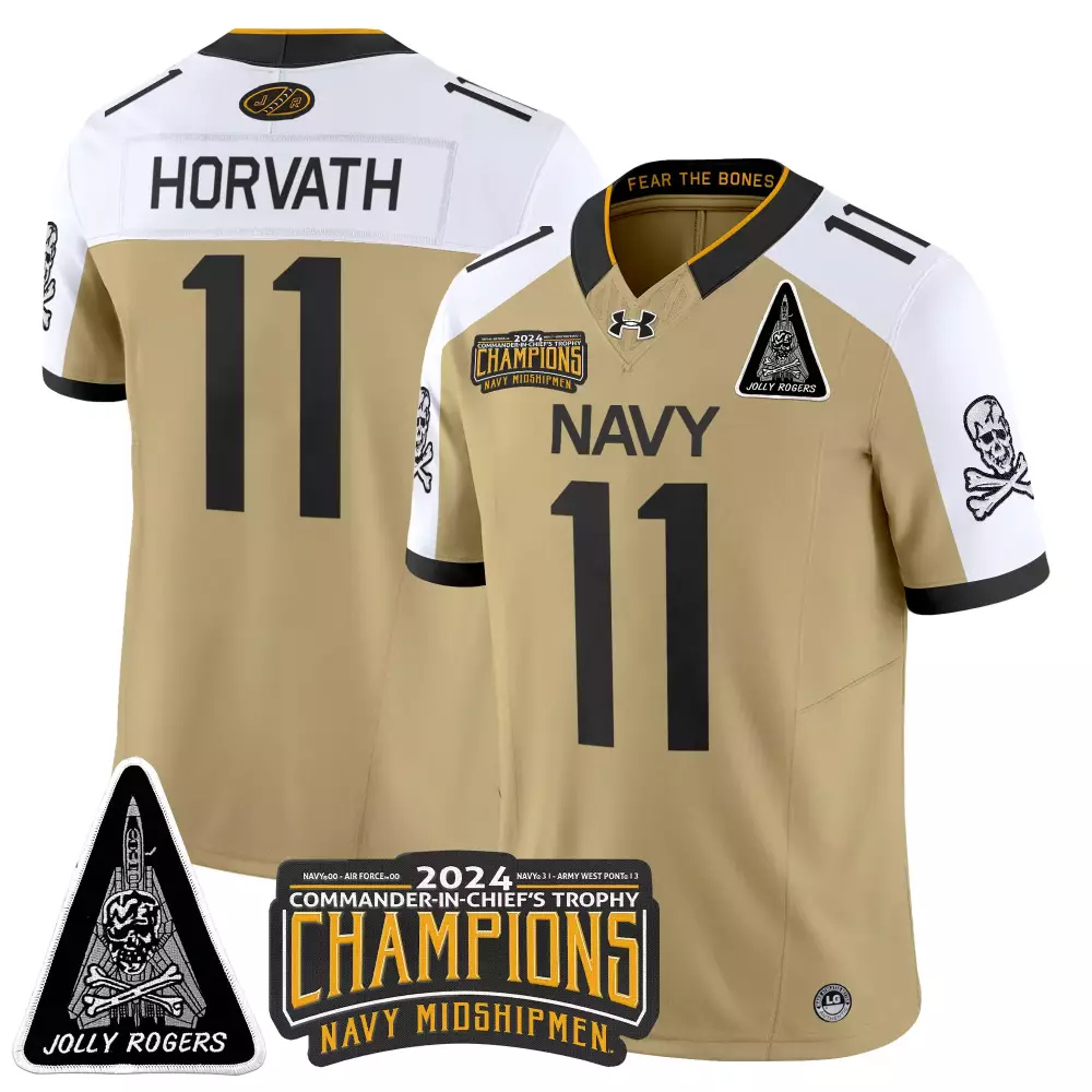 Horvath 11 Men'S Navy Midshipmen 2024 Champions All Stitched Patch Jersey White