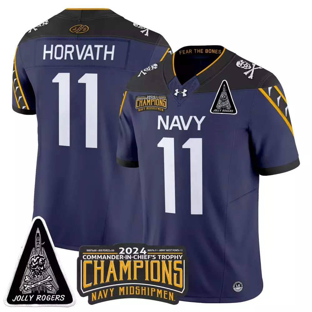 Horvath 11 Men'S Navy Midshipmen 2024 Champions All Stitched Patch Jersey White