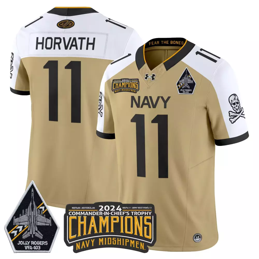 Horvath 11 Men'S Stitched Navy Midshipmen 2024 Champions Jersey With Name Patch