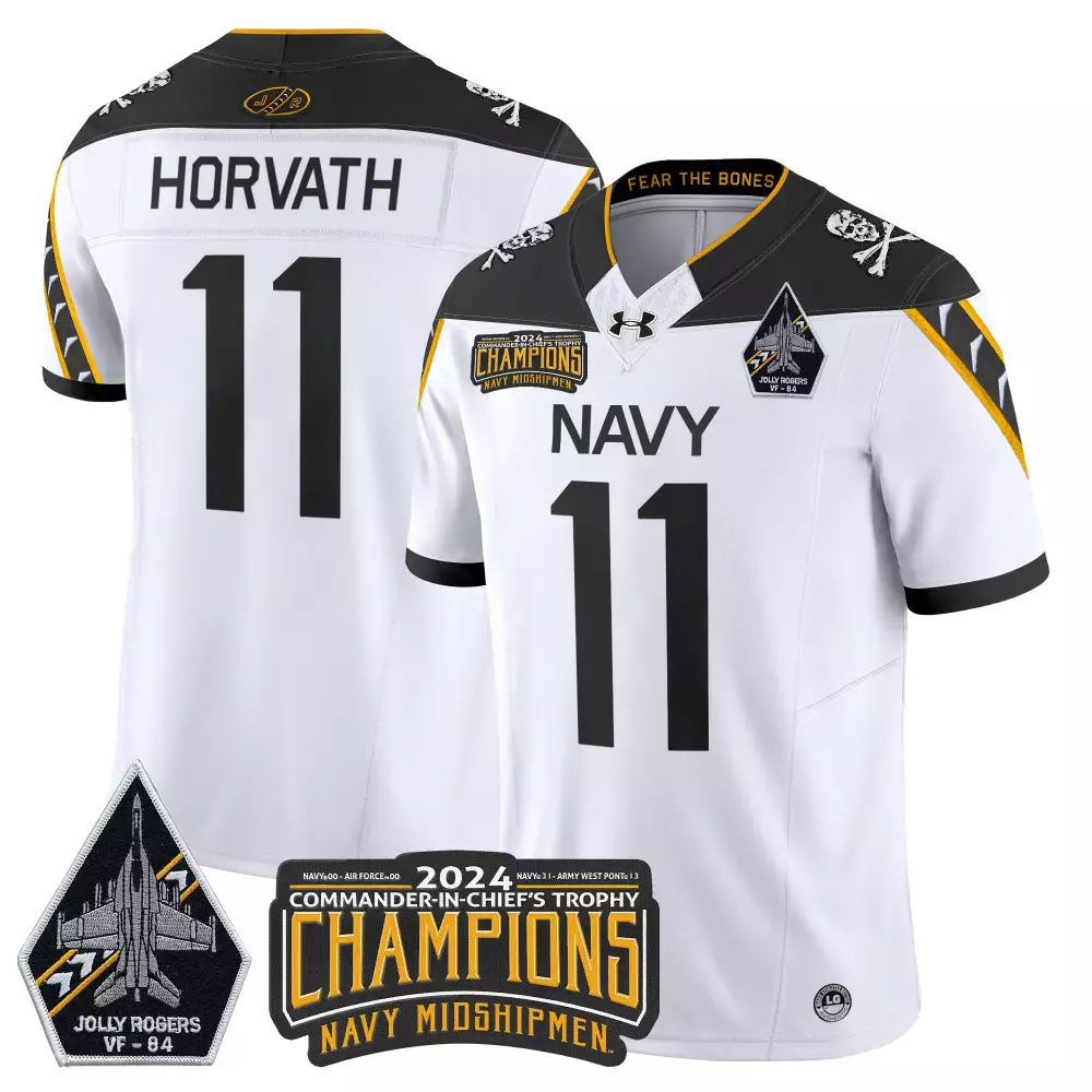 Horvath 11 Men'S Stitched Navy Midshipmen 2024 Champions Jersey With Name Patch