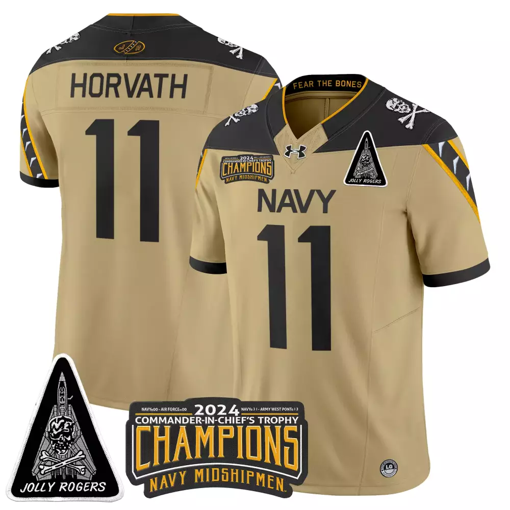Horvath 11 Men'S Stitched Navy Midshipmen 2024 Champions Jersey With Name Patch