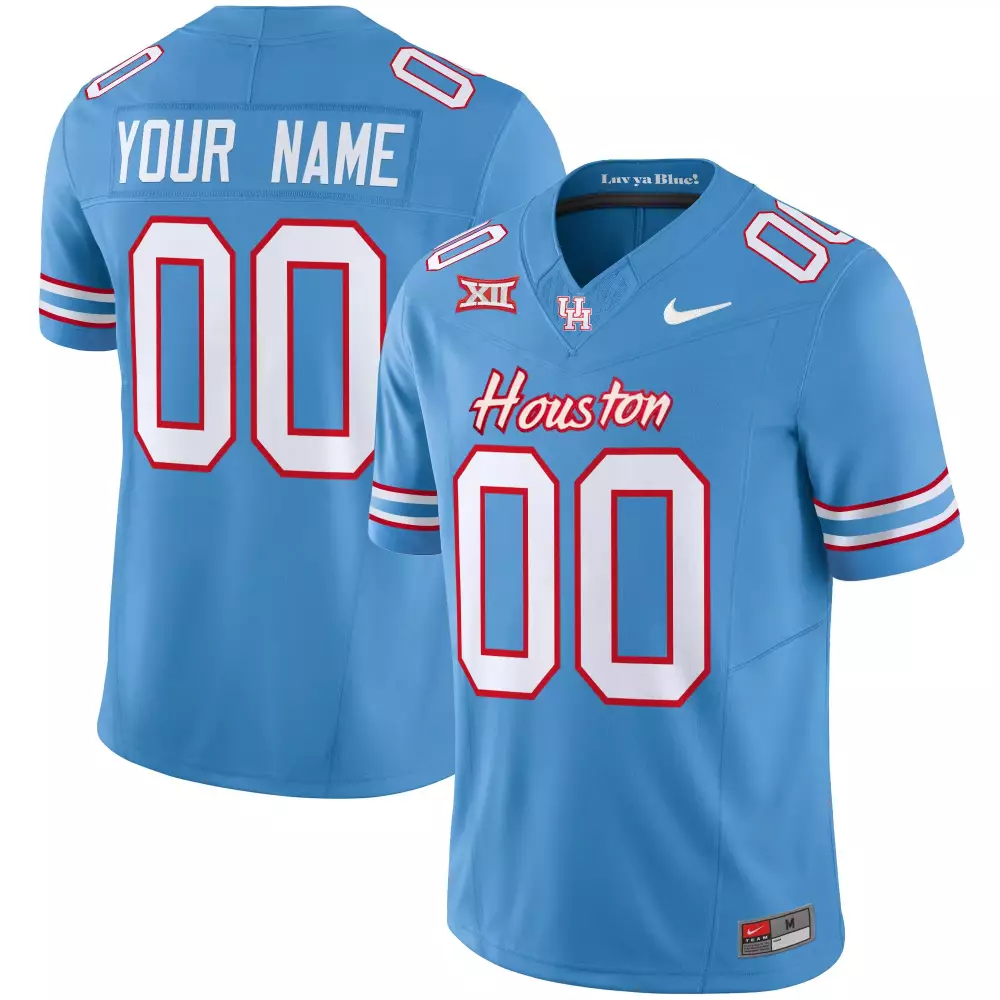 houston cougars light blue all stitched custom jersey with name patch 2023 men s style