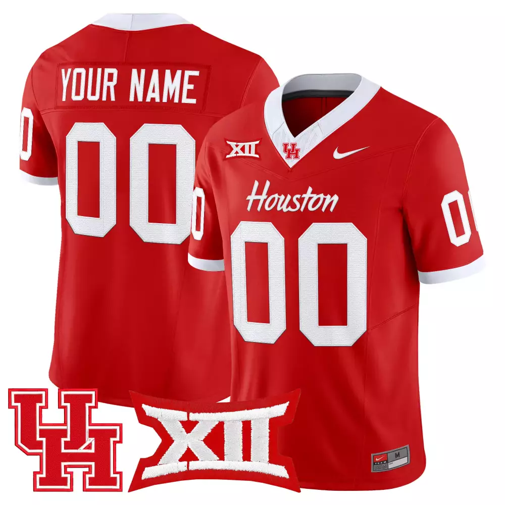 Houston Cougars Men'S Black Stitched Jersey With Name Patch 2025