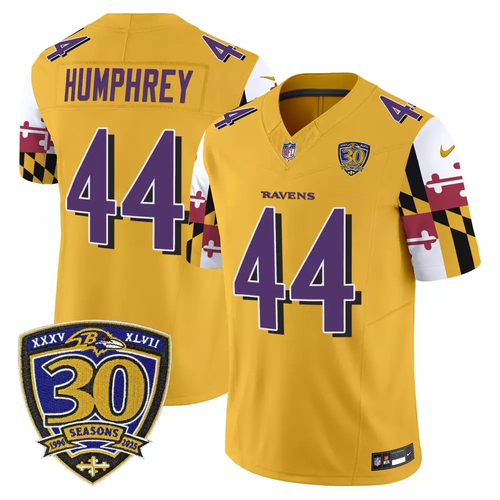 Marlon Humphrey 44 Men's Black Baltimore Ravens Vapor Jersey | 30 Seasons Embroidered Patch 2023 | For Men, Women & Youth