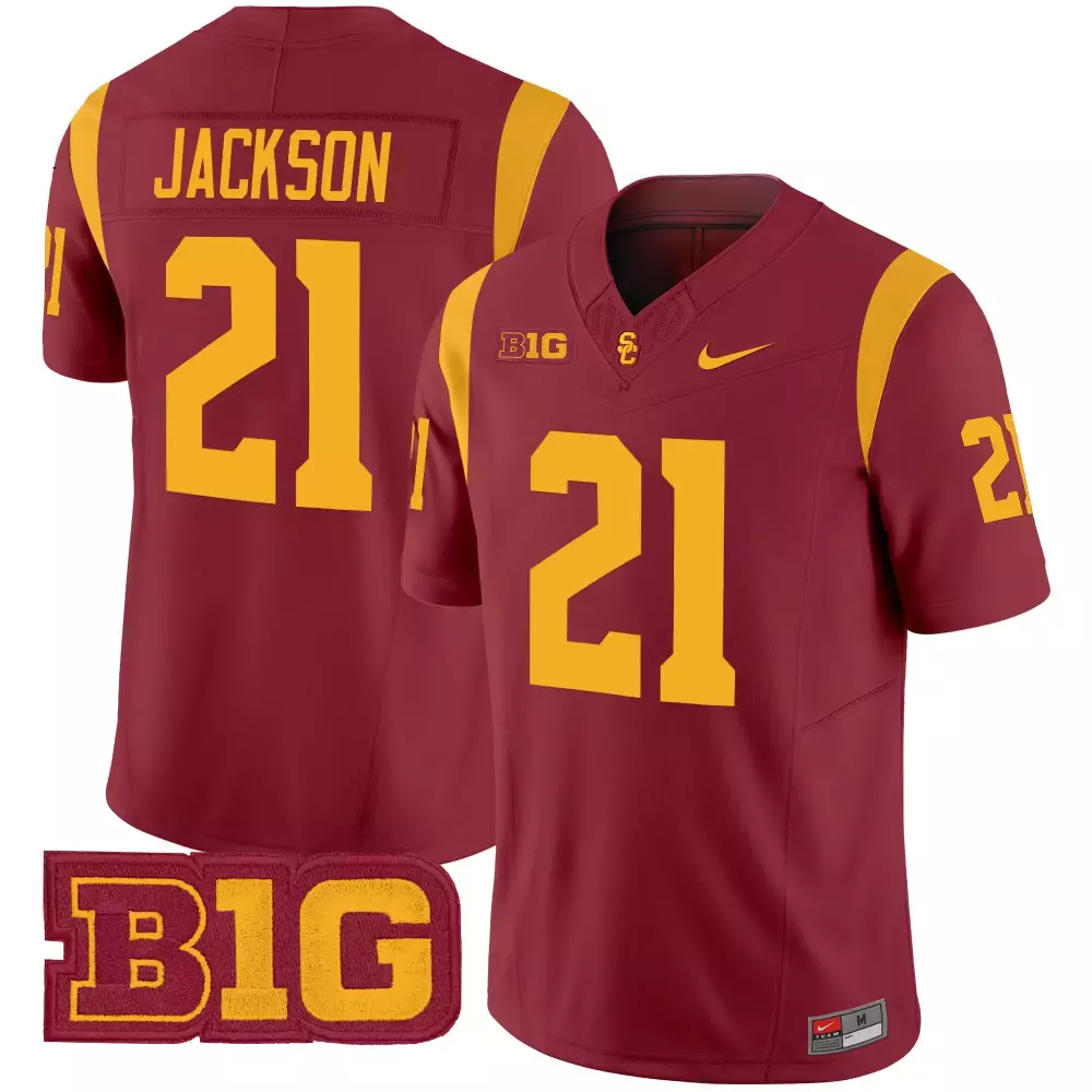 Jackson 21 Men'S Stitched Vapor Jersey Usc Trojans Cardinal With B1G Name Patch 2025 Limited Edition