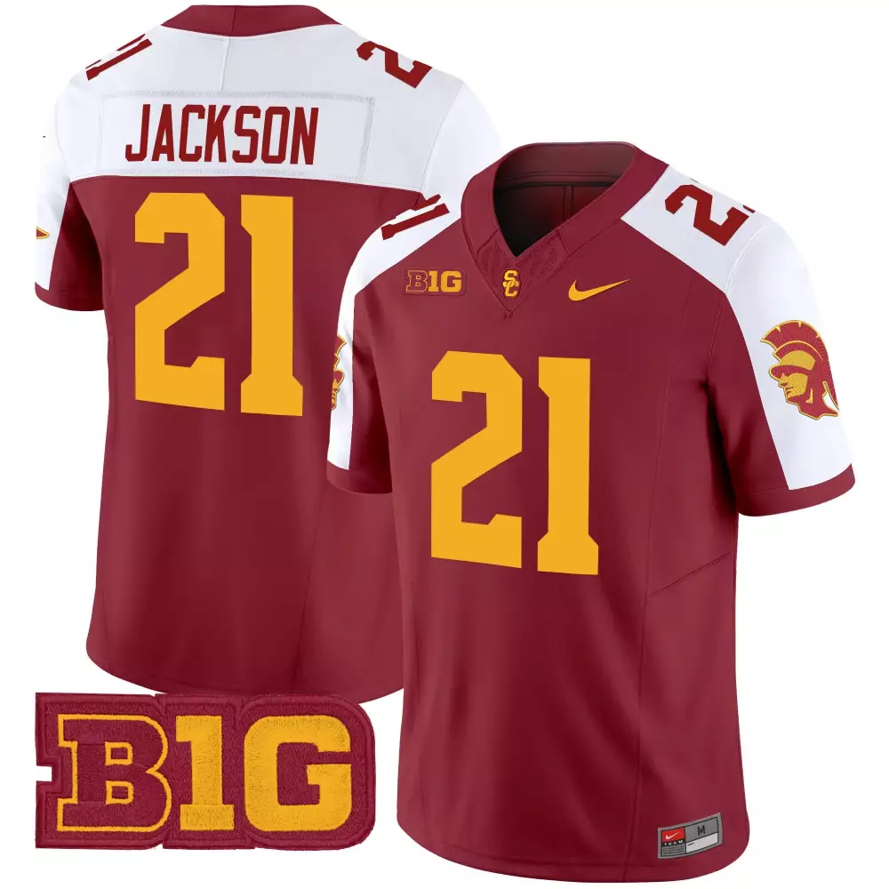 Jackson 21 Men'S Stitched Vapor Jersey Usc Trojans Cardinal With B1G Name Patch 2025 Limited Edition