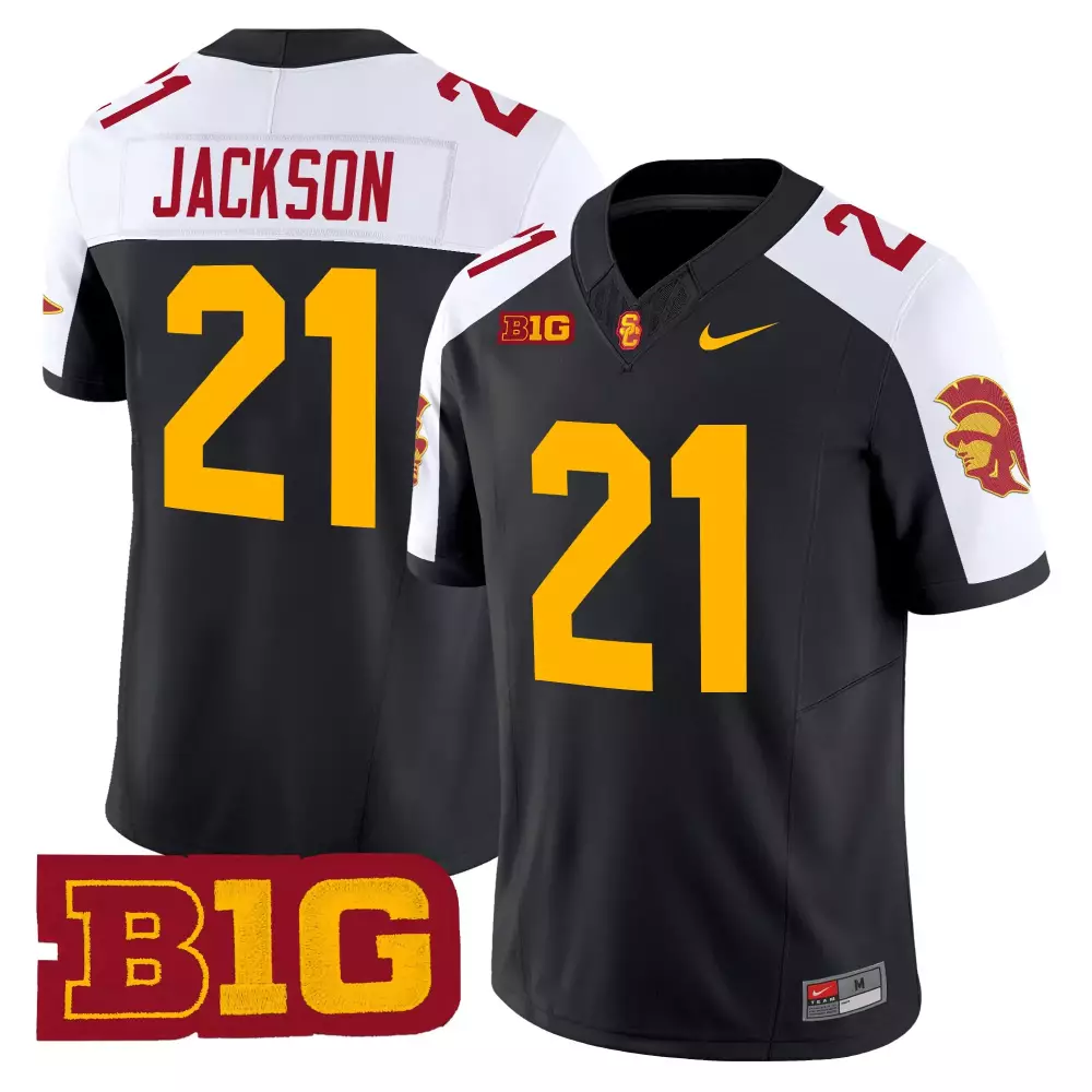 Jackson 21 Men'S Usc Trojans Black Stitched Jersey With B1G Patch 2025 Season