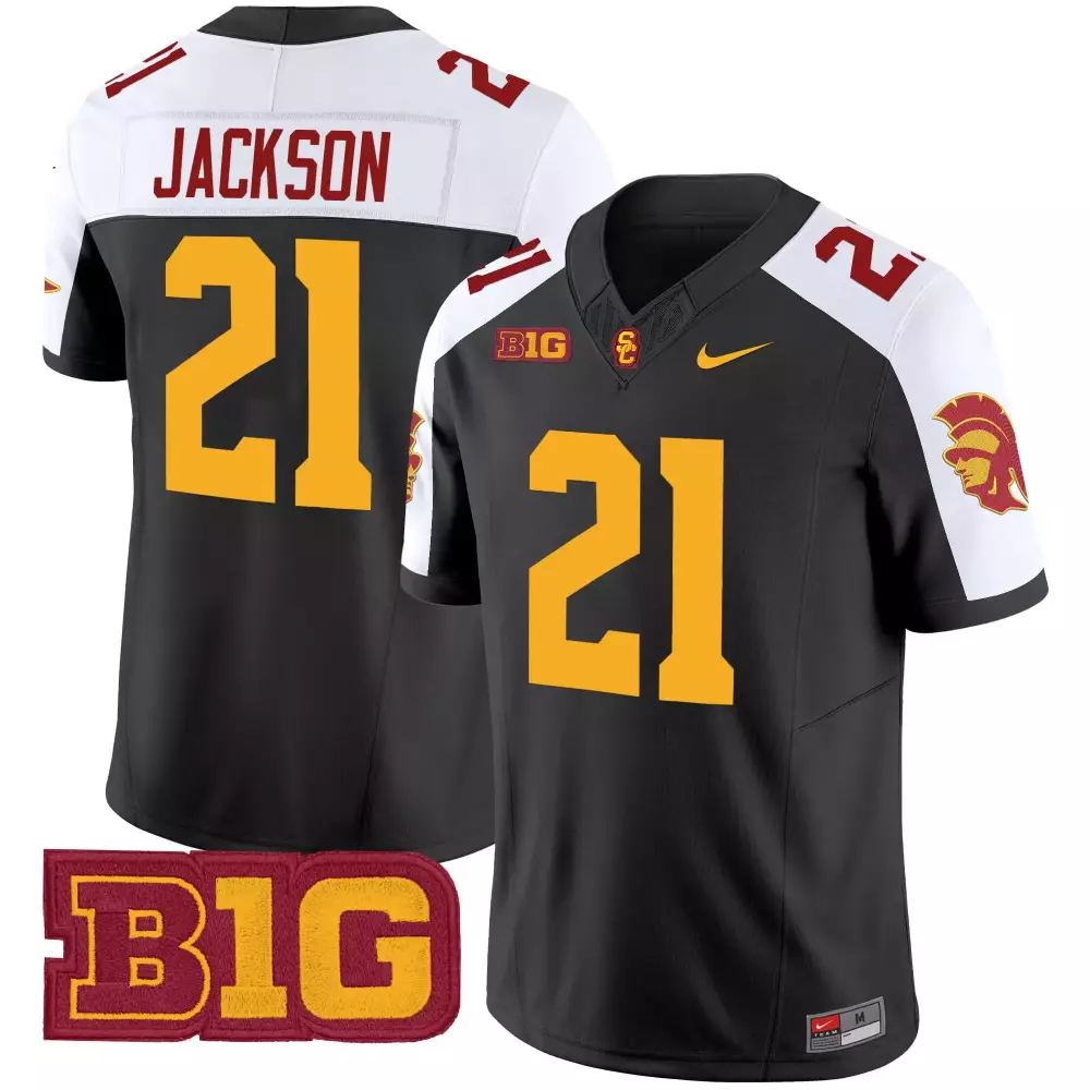 Jackson 21 Men'S Usc Trojans Black Stitched Jersey With B1G Patch 2025 Season