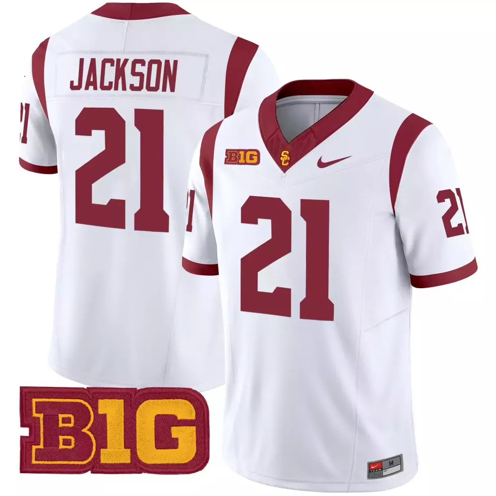 Jackson 21 Men'S Usc Trojans White Stitched Jersey With B1G Patch 2025