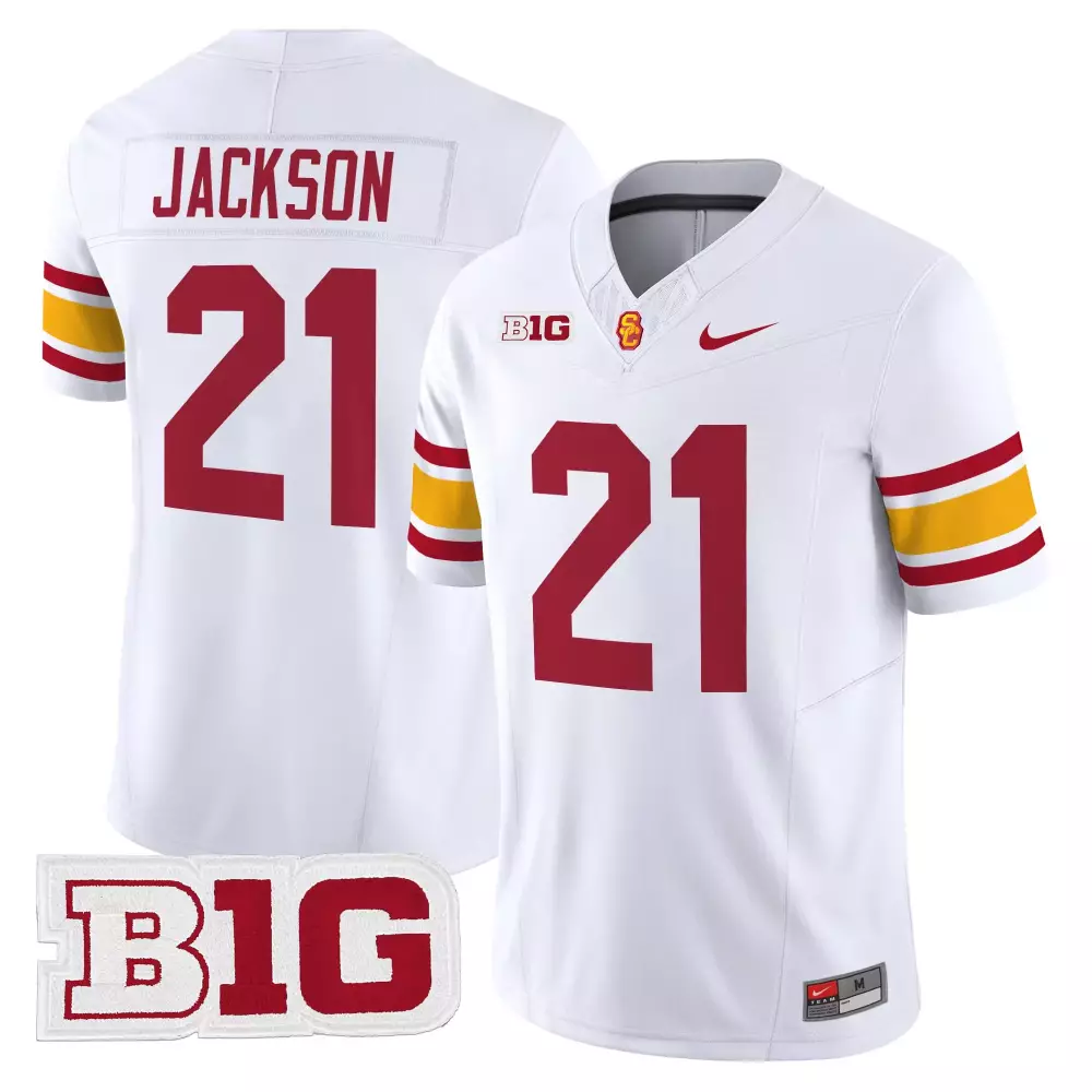 Jackson 21 Men'S Usc Trojans White Stitched Jersey With B1G Patch 2025