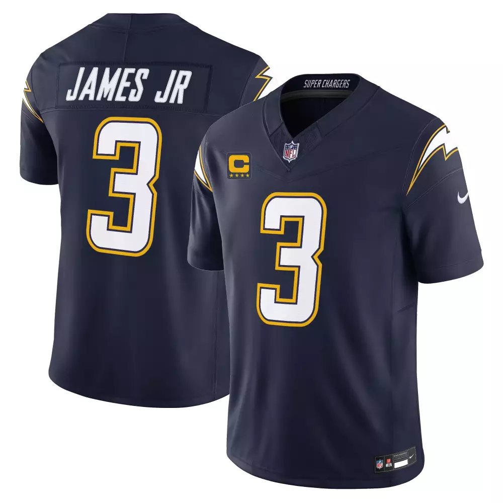 James Jr. 3 Los Angeles Chargers Men's White Stitched Jersey | Name Patch for 2023 | For Men, Women & Youth