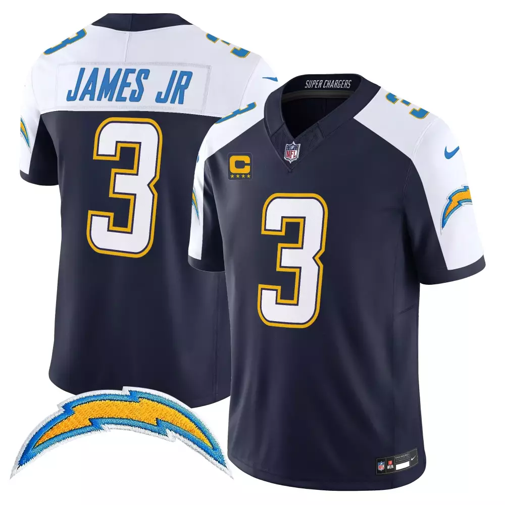 James Jr. 3 Los Angeles Chargers Men's Stitched Vapor Jersey | 2025 Alternate Yellow Charger Power | For Men, Women & Youth