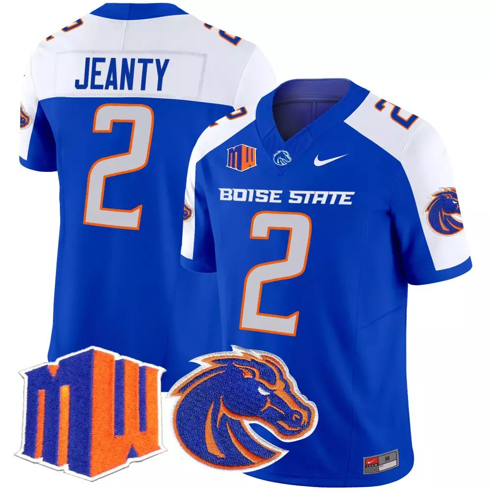 Jeanty 2 Men'S Boise State Broncos 2025 Stitched Jersey White Mw Patch