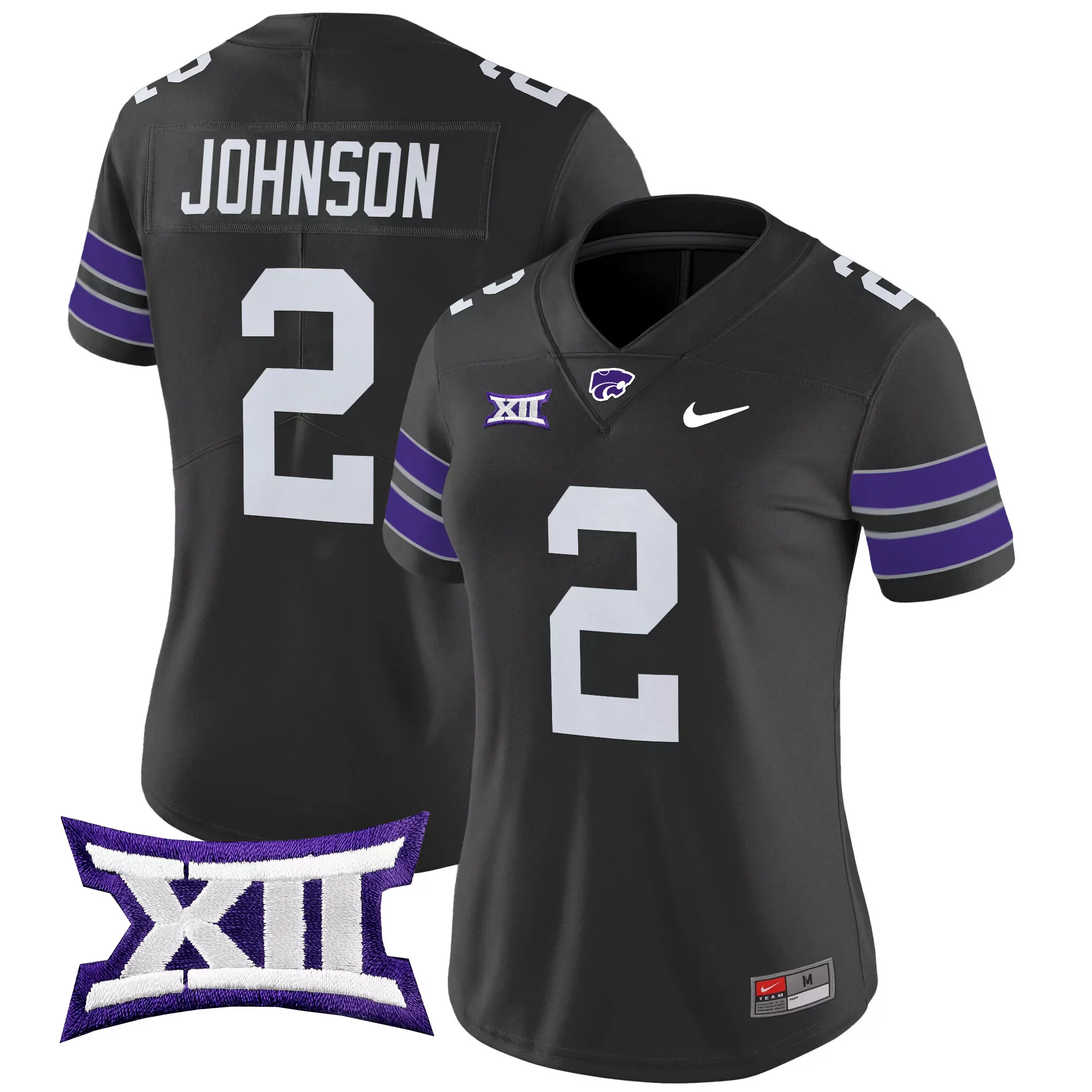 Johnson 2 Women'S Kansas State Wildcats Black Stitched Jersey Name Patch 2025