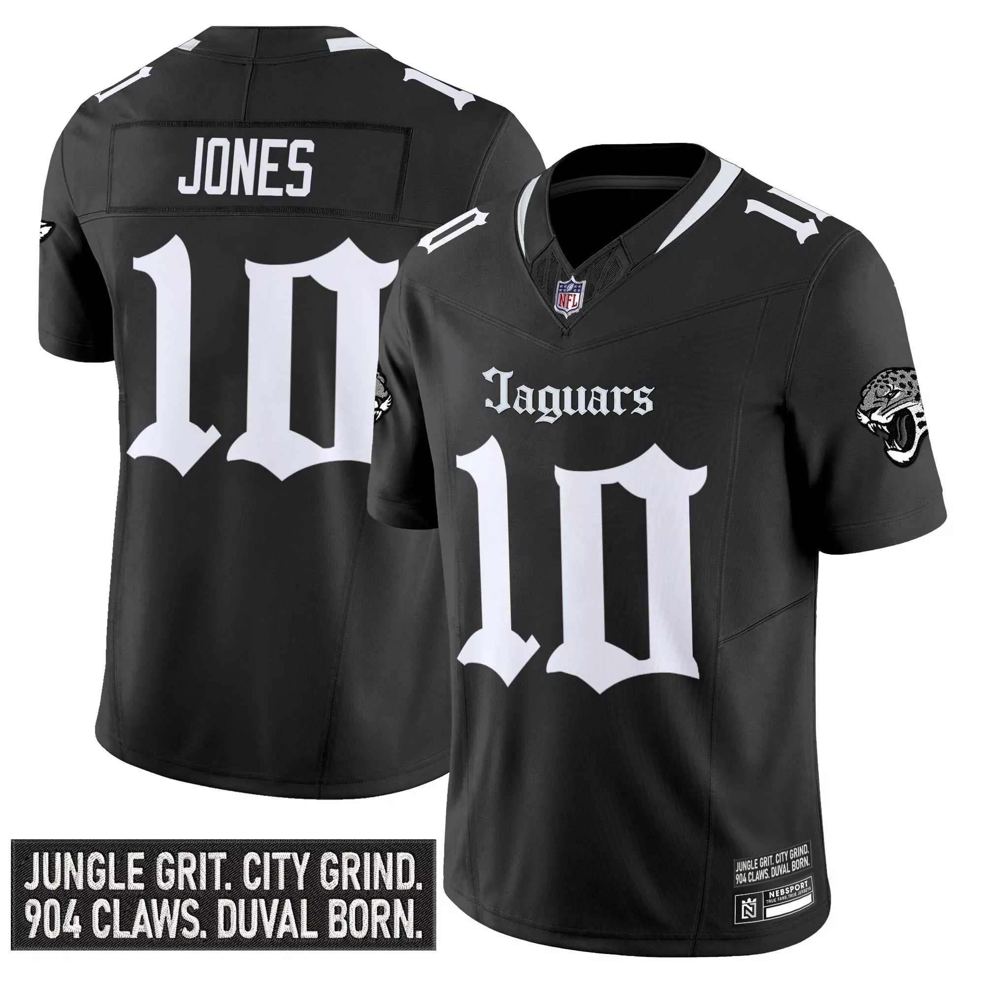 Jones 10 Men'S Stitched Vapor Jersey Jacksonville Jaguars Black 2023 Edition Name Patch