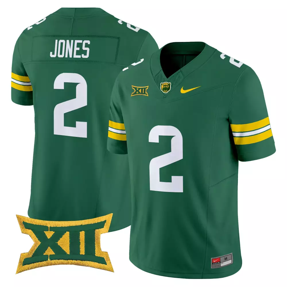 Jones 2 Men'S Stitched Jersey Baylor Bears Green Name Patch 2025