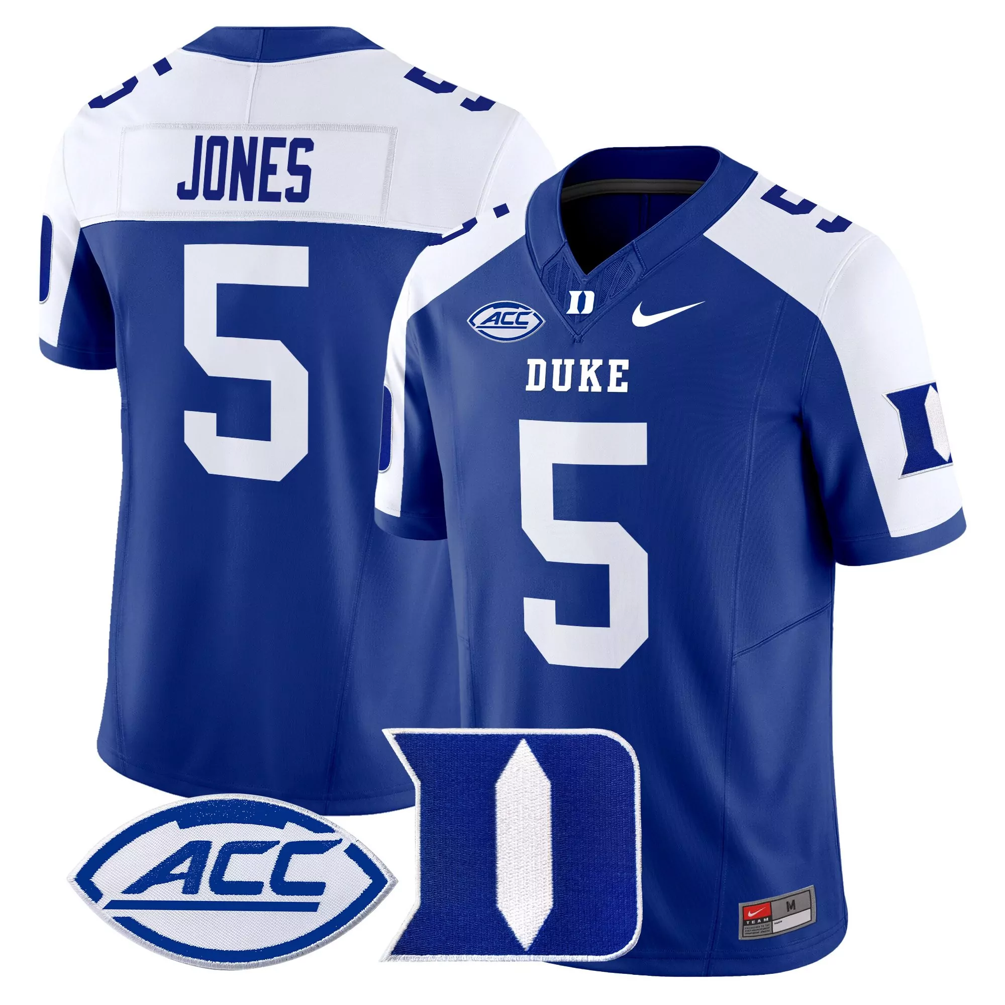 Jones 5 Men'S Duke Blue Devils Blue All Stitched Jersey Name Patch 2025