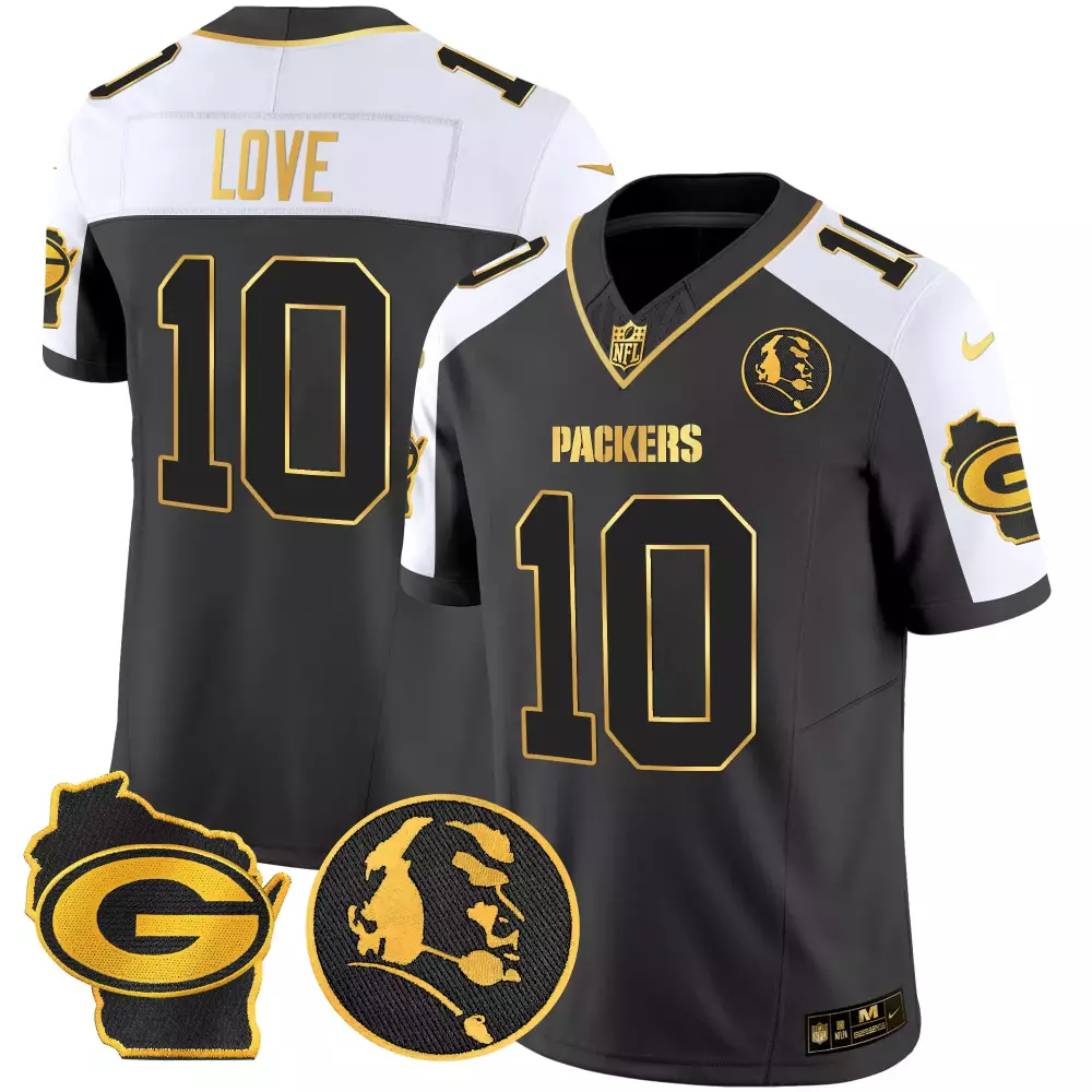 Jordan Love 10 Men’s Stitched Jersey | Black Green Bay Packers 2023 Limited Edition | Name Patch Fan Gear | For Men, Women & You