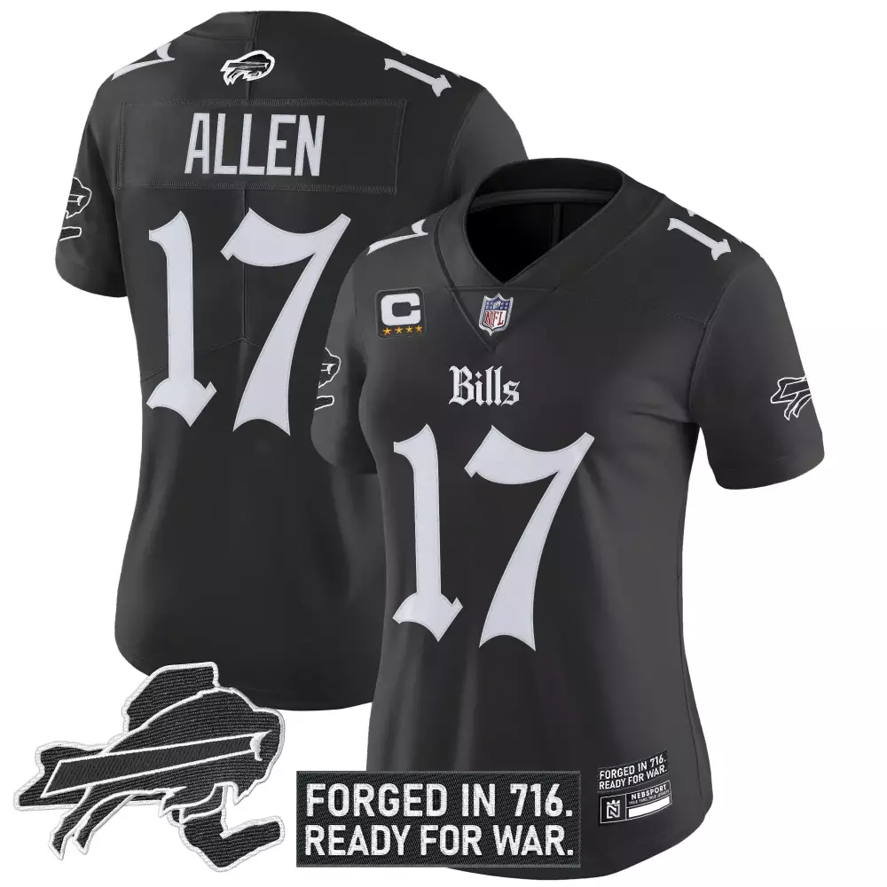 Josh Allen 17 Women's Buffalo Bills 2025 Blue Stitched Jersey | Mafia Patch Edition | For Women & Youth Fan Gear