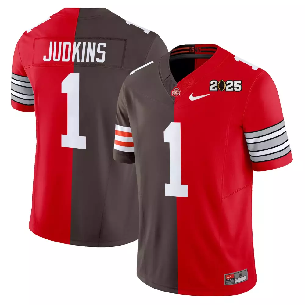 Judkins 1 Men'S Ohio State Buckeyes Red And Gray Stitched Jersey 2025 Name Patch