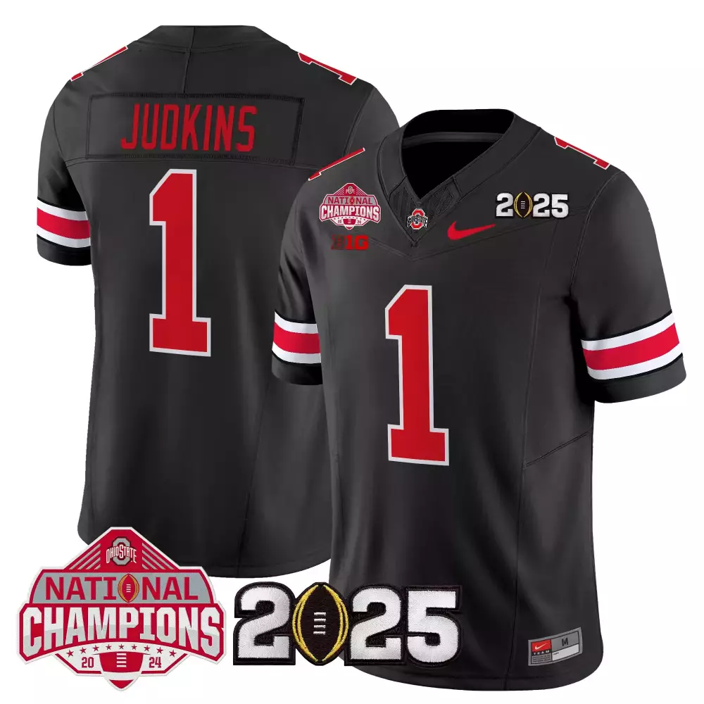 Judkins 1 Men'S Ohio State Buckeyes Red And Gray Stitched Jersey 2025 Name Patch