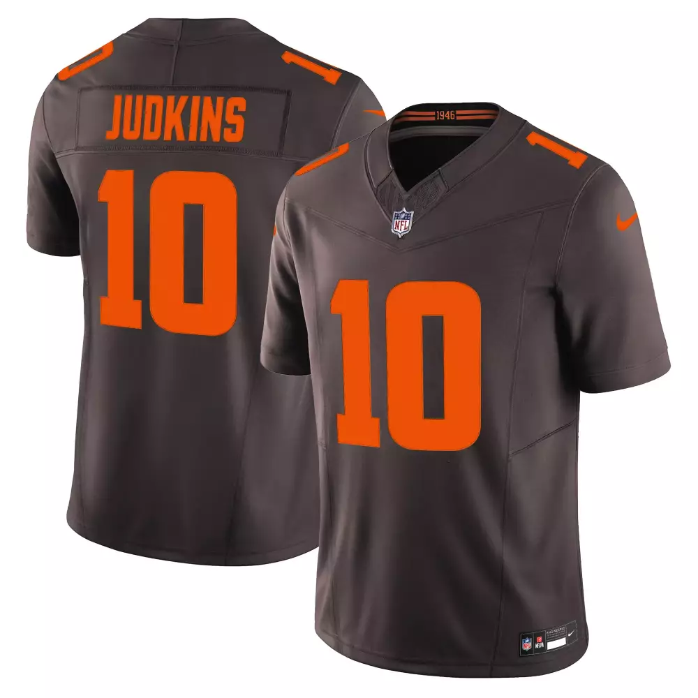 Judkins 10 Cleveland Browns 2025 Stitched Vapor Jersey | White with Jim Brown Patch for Men, Women & Youth