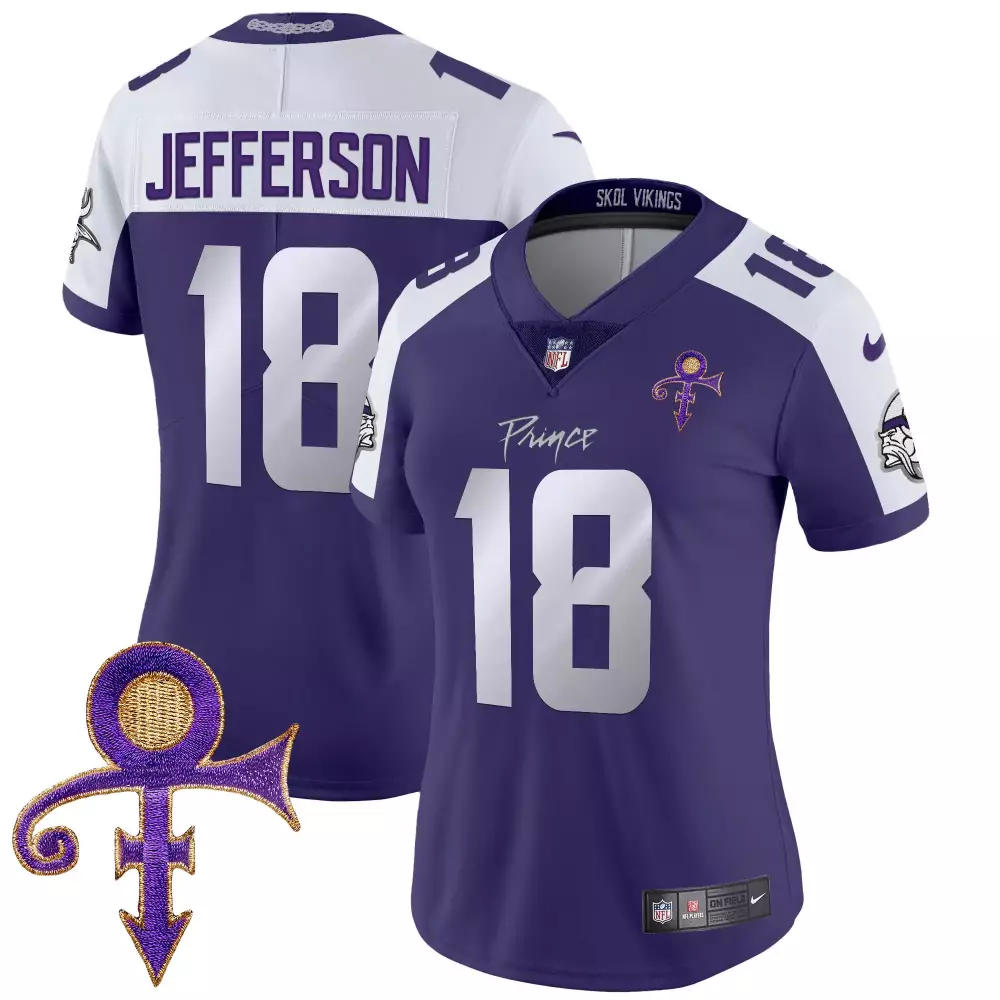 Justin Jefferson 18 Minnesota Vikings 2024 Women's Stitched Jersey | Purple | Name Patch | For Women