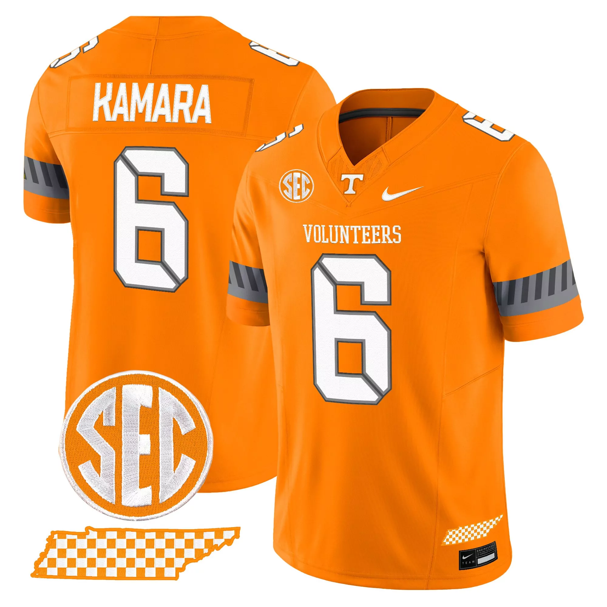 kamara 6 men s vapor jersey tennessee volunteers white stitched sec patch 2025