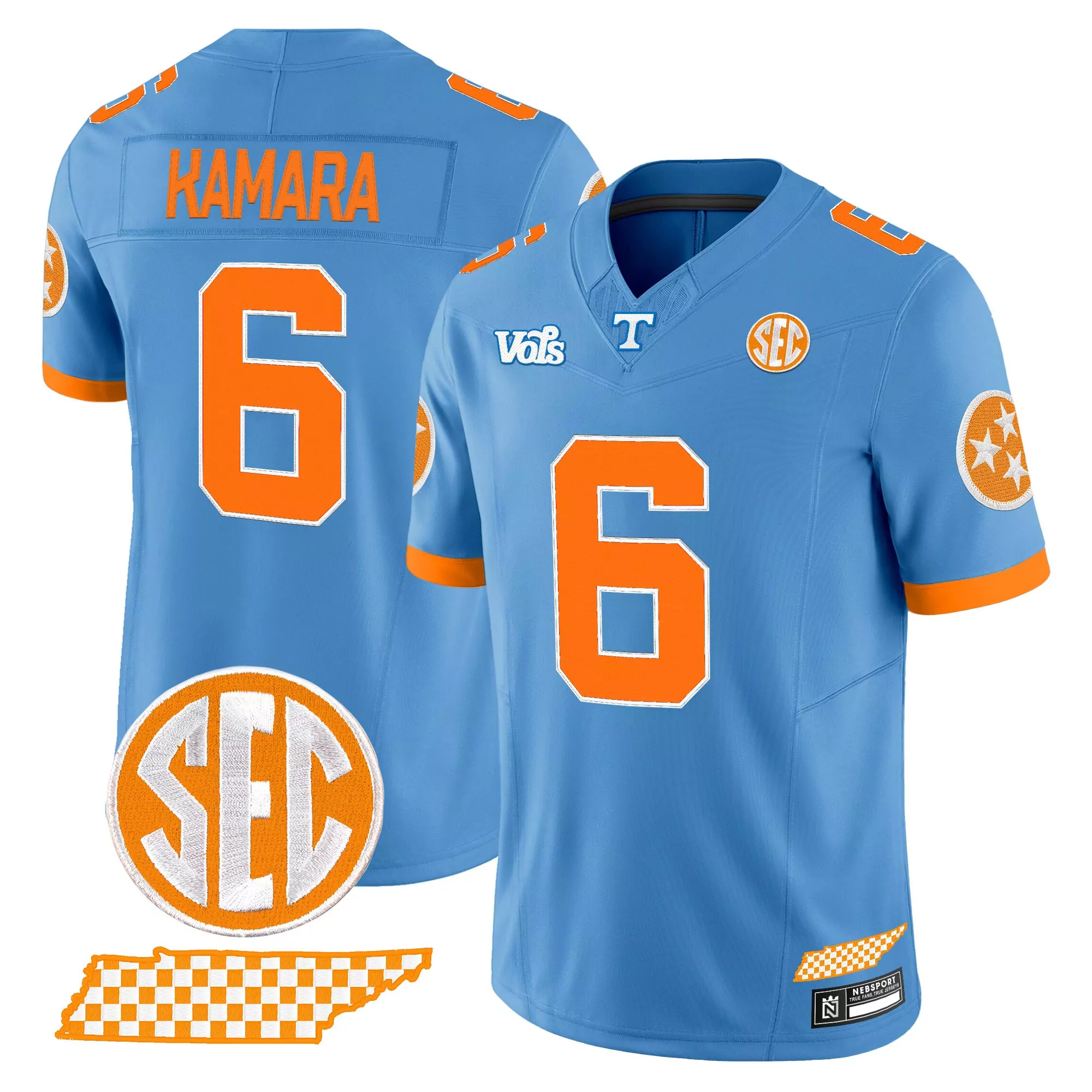 kamara 6 men s vapor jersey tennessee volunteers white stitched sec patch 2025
