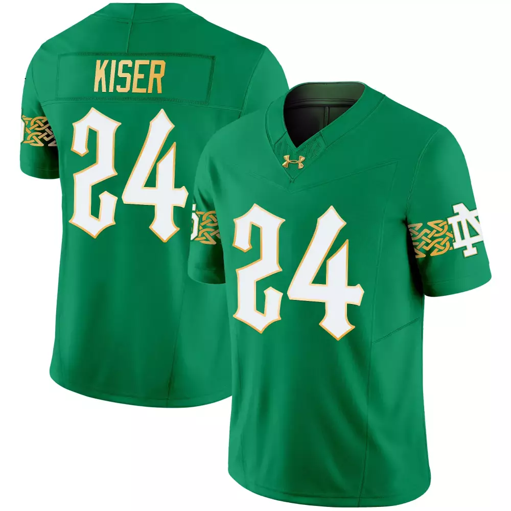 kiser 24 men s vapor jersey green notre dame fighting irish 2025 sugar bowl champions