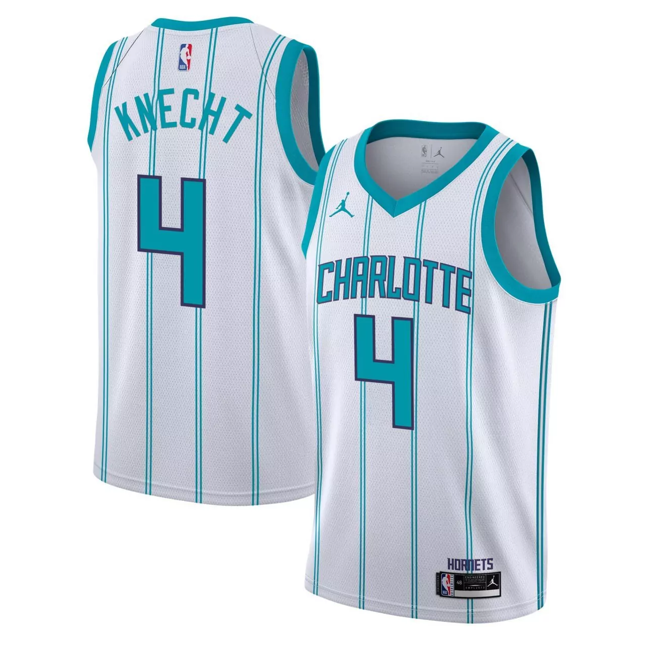 Knecht 4 Charlotte Hornets Jersey All Stitched Men Mint 2023 Name Patch