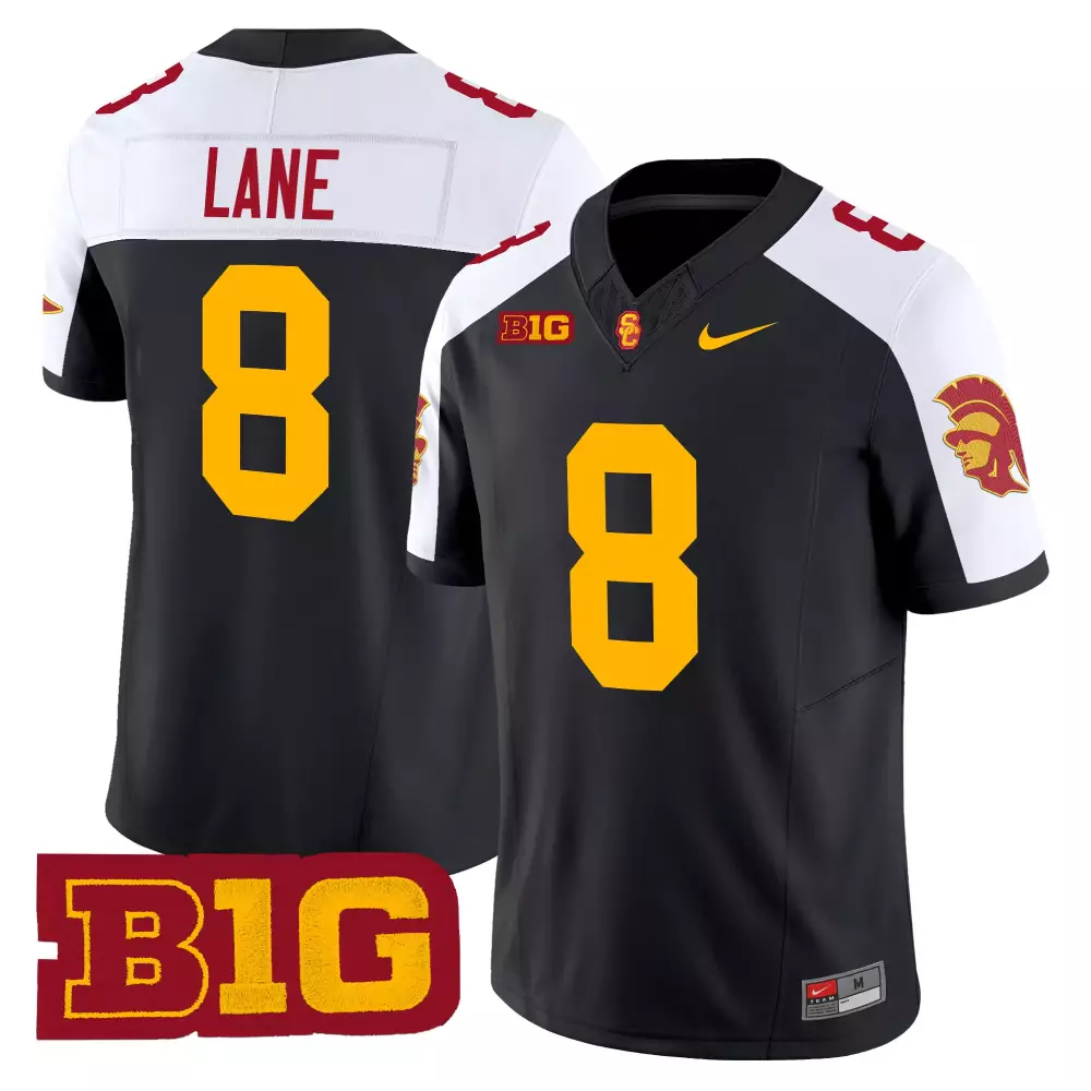Lane 8 Men'S Usc Trojans Black Stitched Jersey With B1G Patch 2025