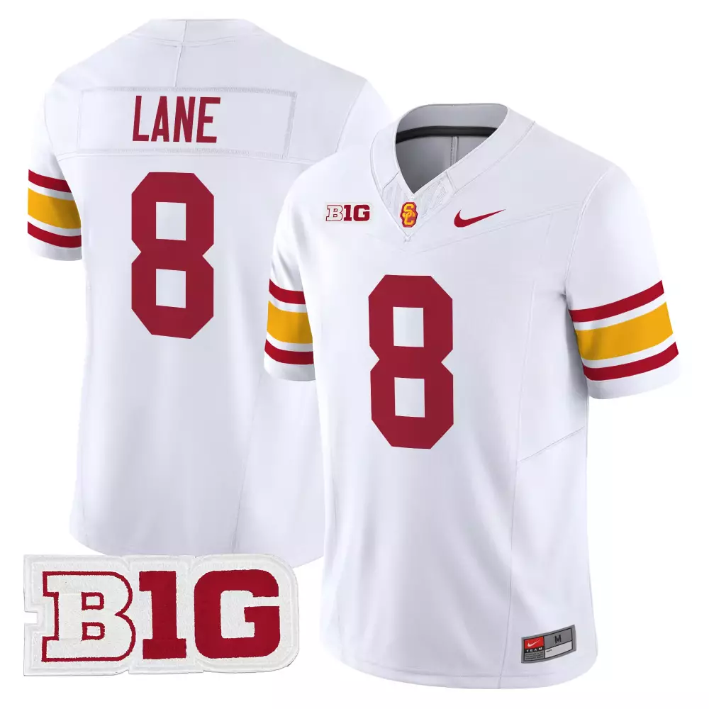 Lane 8 Men'S Usc Trojans White Stitched Jersey With B1G Patch 2025
