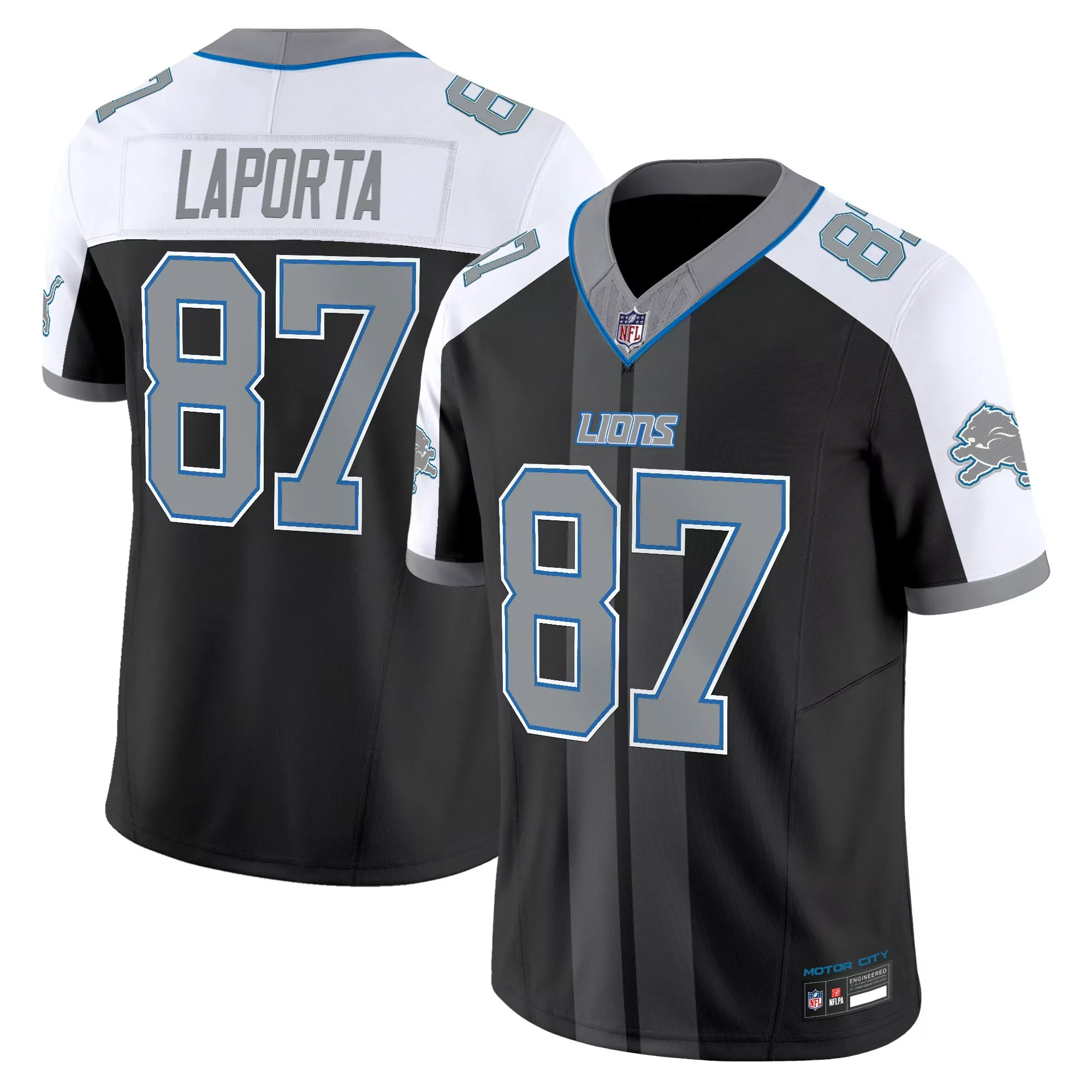 Laporta 87 Men'S Stitched Jersey Detroit Lions Black Motor City Edition 2023 1