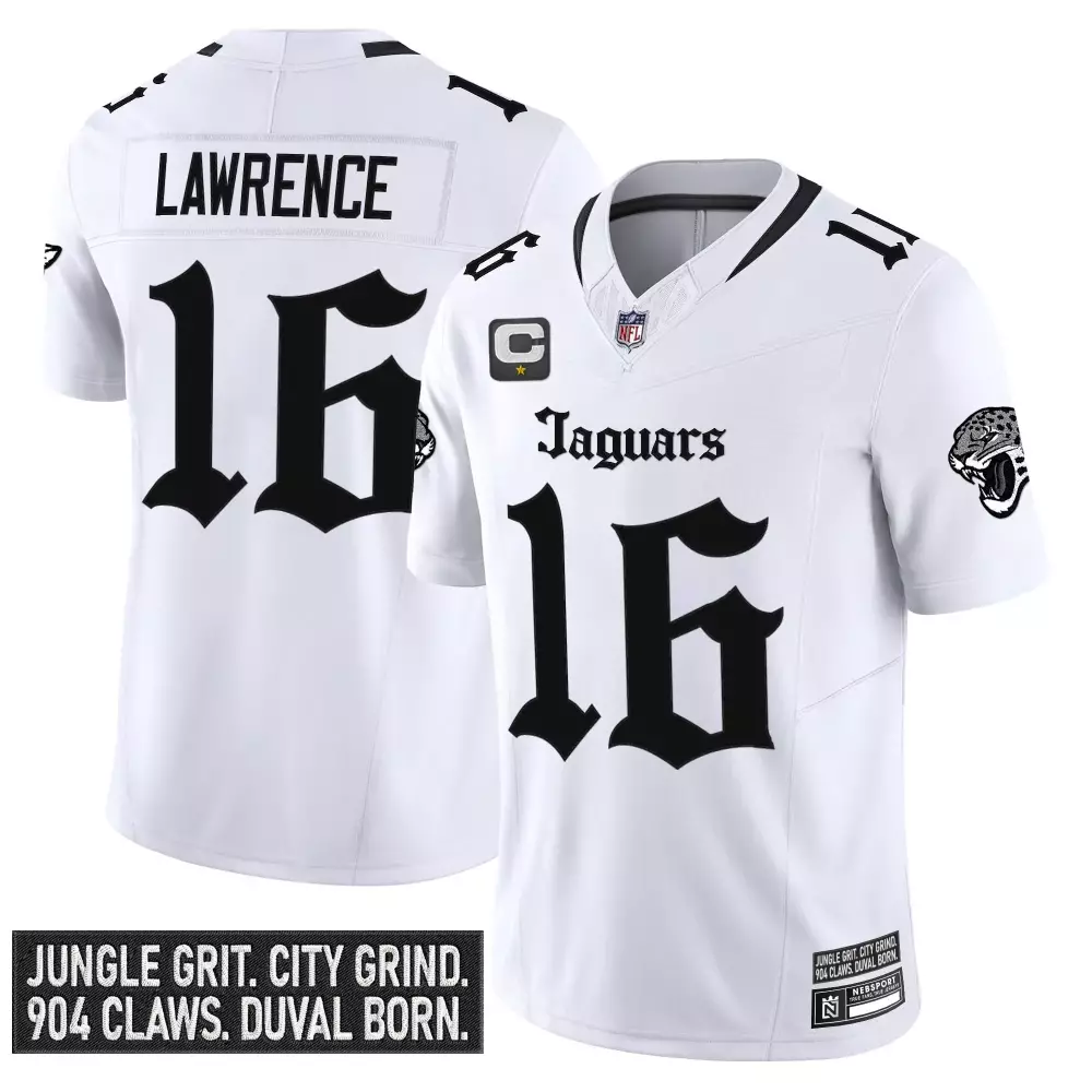 Lawrence 16 Men'S Stitched Jersey White Jaguars Name Patch 2025