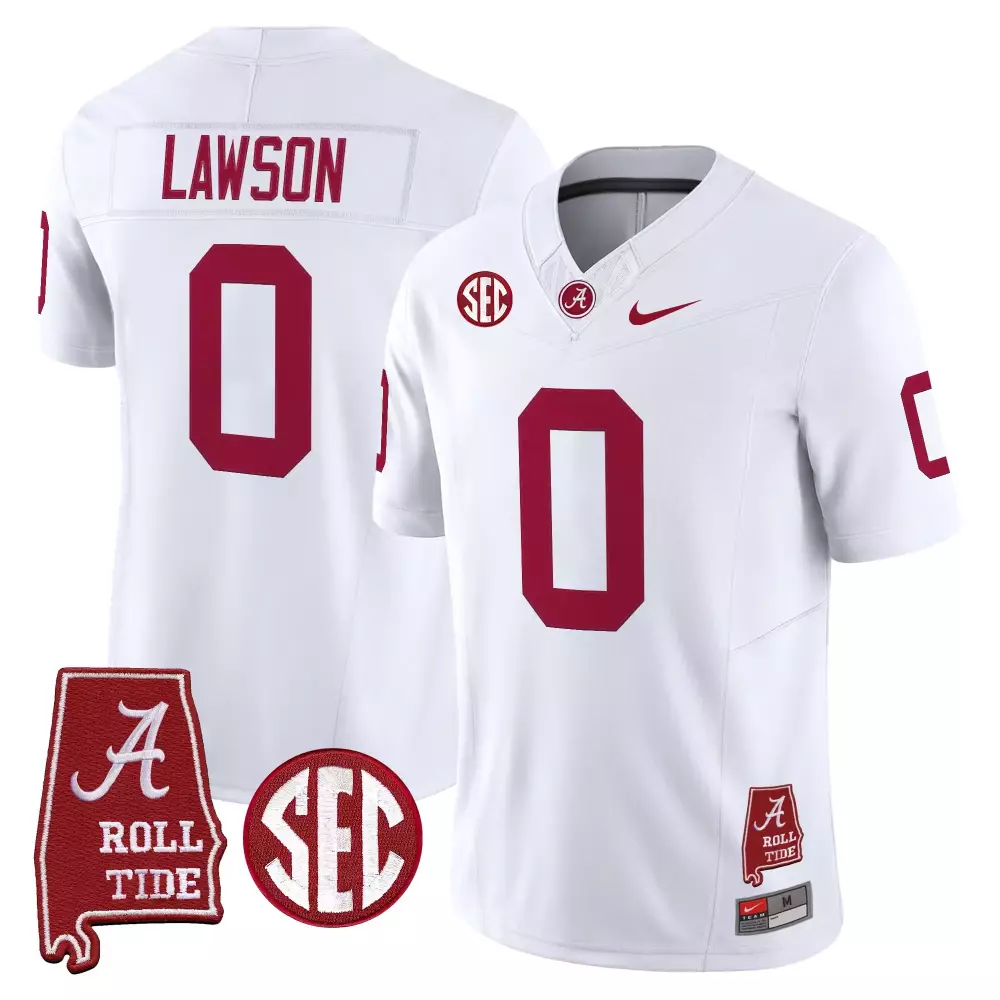 Lawson 0 Alabama Crimson Tide 2023 Stitched Vapor Jersey | White Name Patch | Fan Gear for Men, Women & Youth