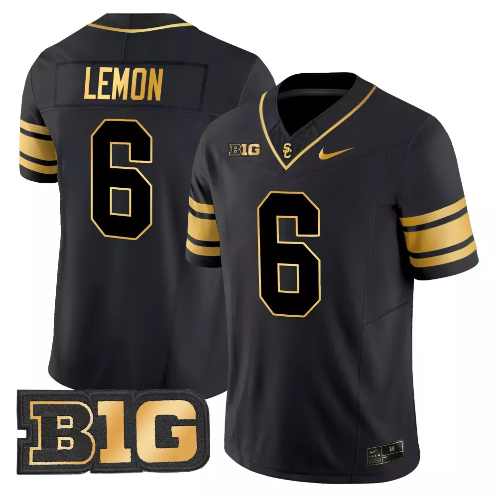 lemon 6 men s vapor stitched usc trojans black jersey with b1g patch 2025