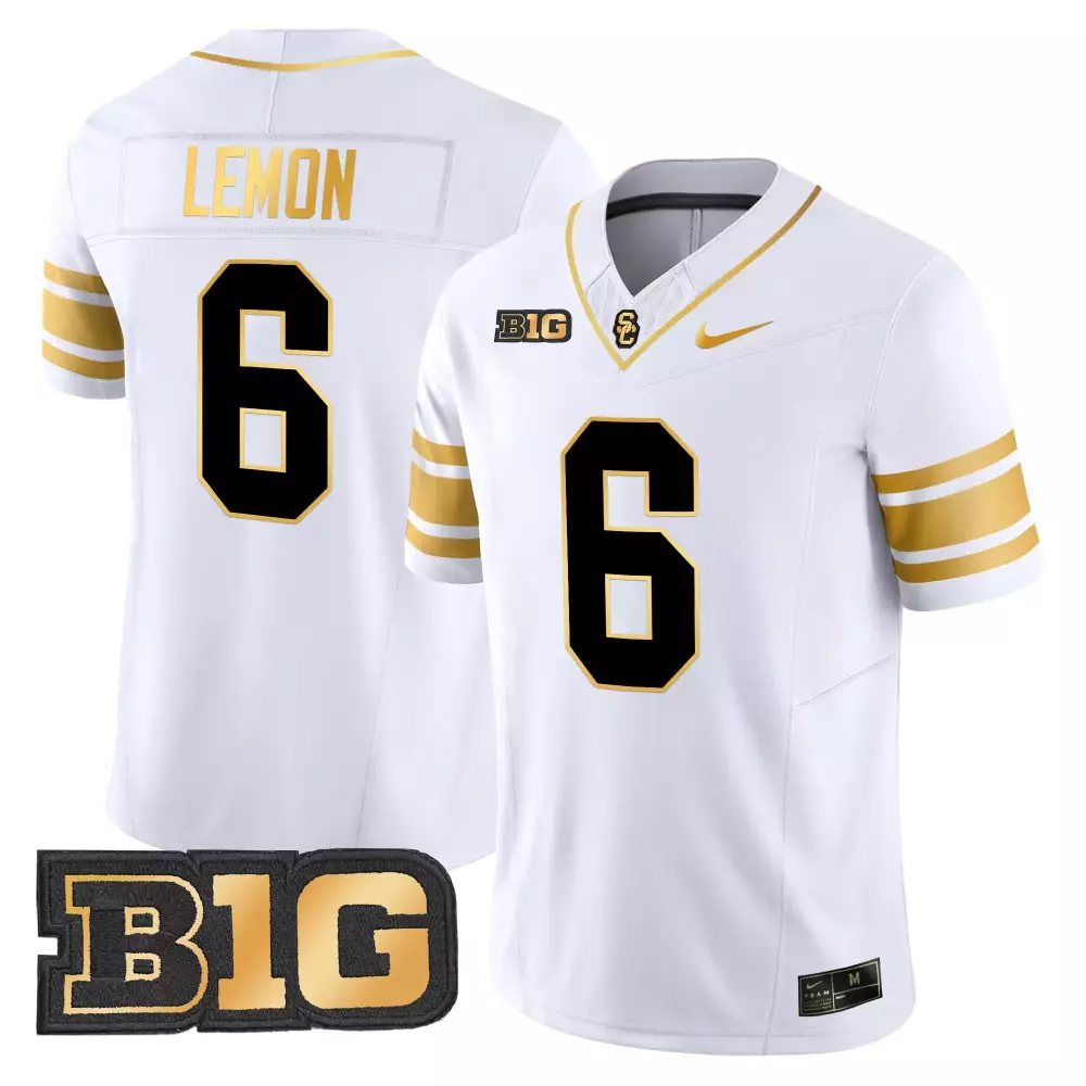 lemon 6 men s vapor stitched usc trojans black jersey with b1g patch 2025