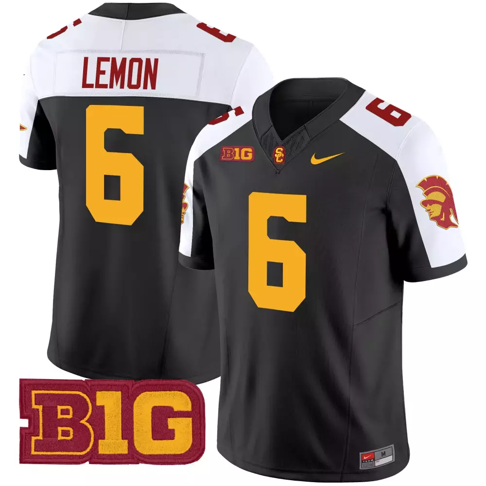 Lemon 6 Men'S Usc Trojans 2025 Black Stitched Jersey With B1G Patch