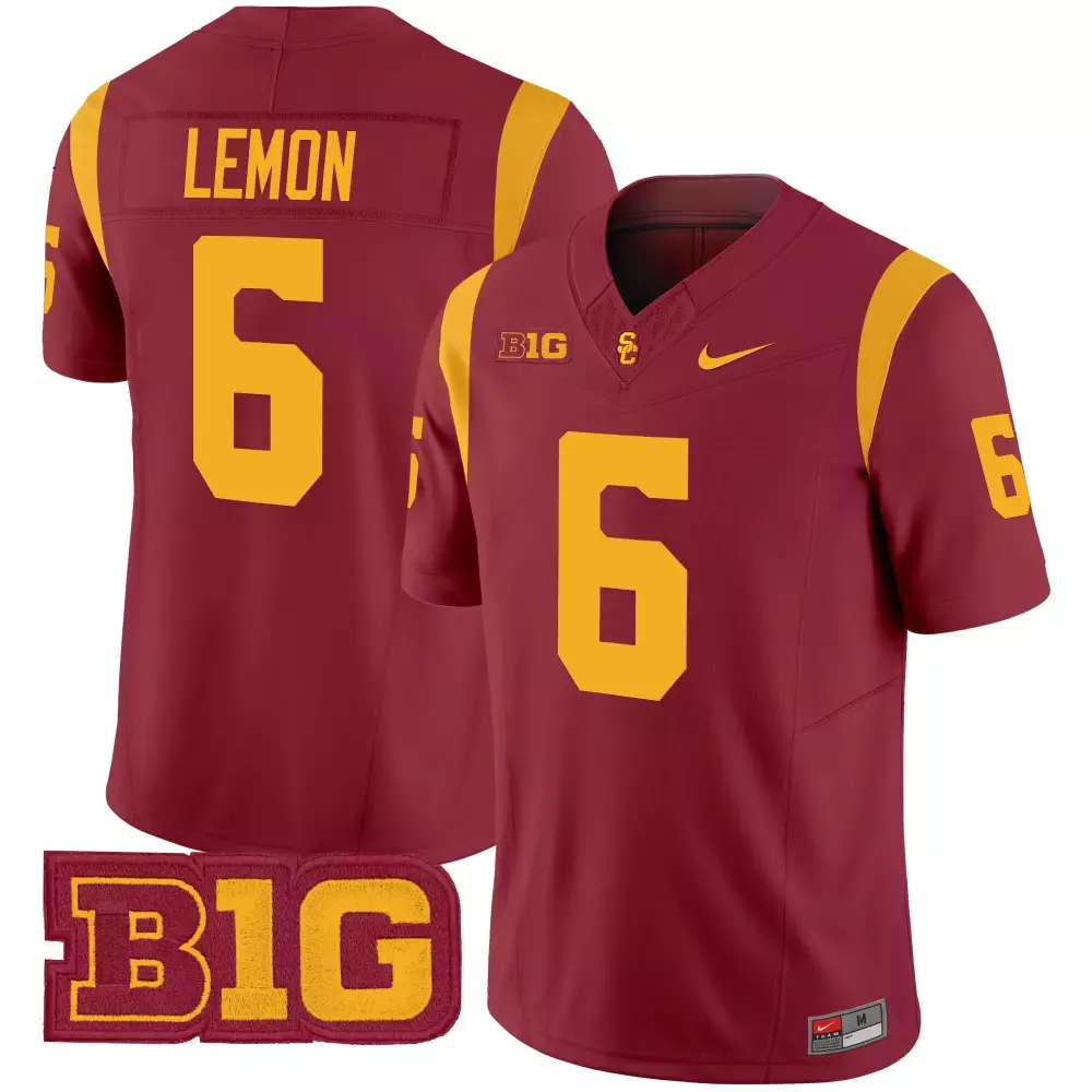 Lemon 6 Men'S Usc Trojans 2025 Black Stitched Jersey With B1G Patch