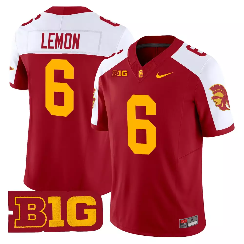 Lemon 6 Men'S Usc Trojans 2025 Black Stitched Jersey With B1G Patch