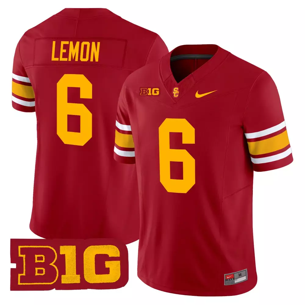 Lemon 6 Men'S Usc Trojans Maroon Stitched Jersey With Name Patch B1G 2025