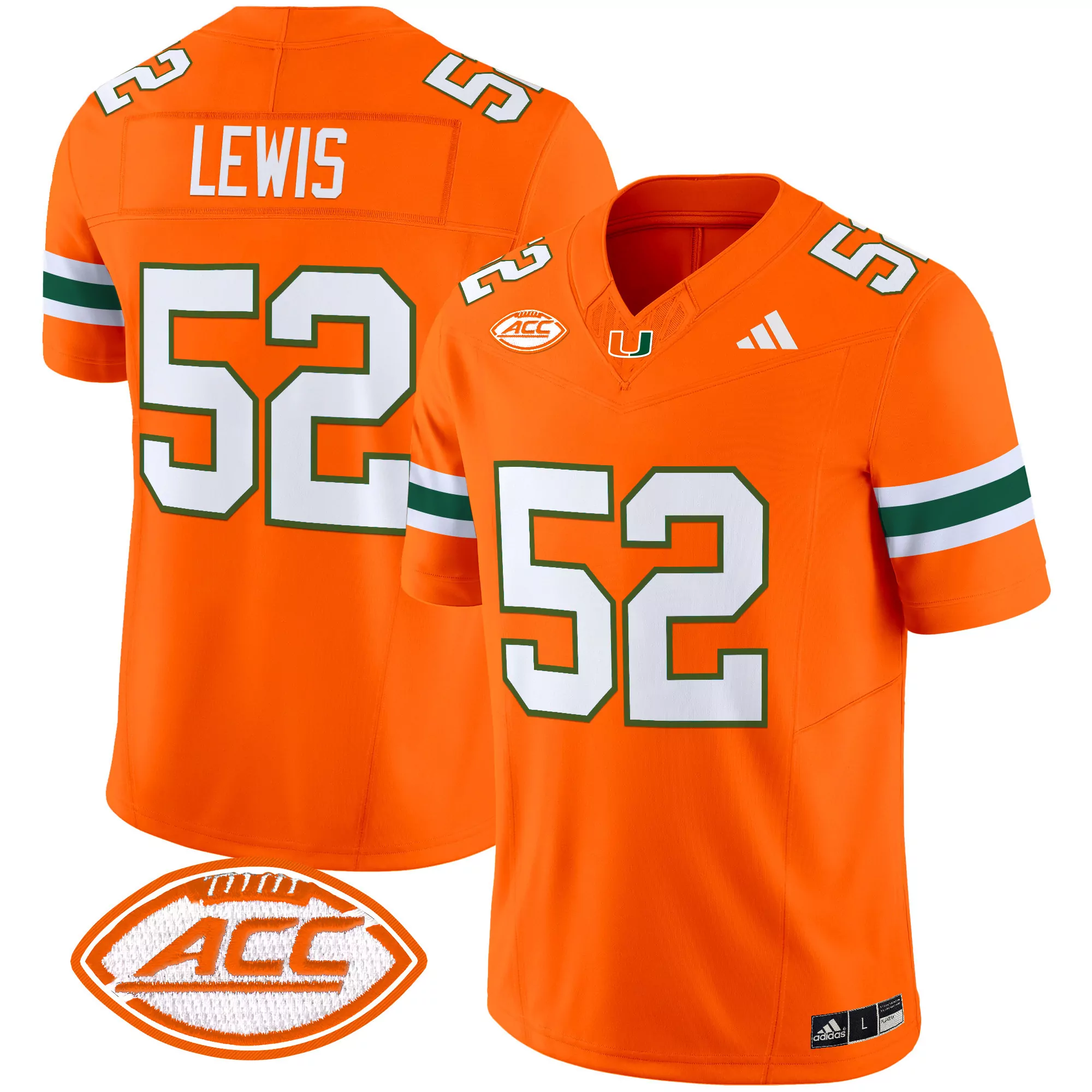 Lewis 52 Men'S Black Miami Hurricanes All Stitched Jersey With Name Patch 2025