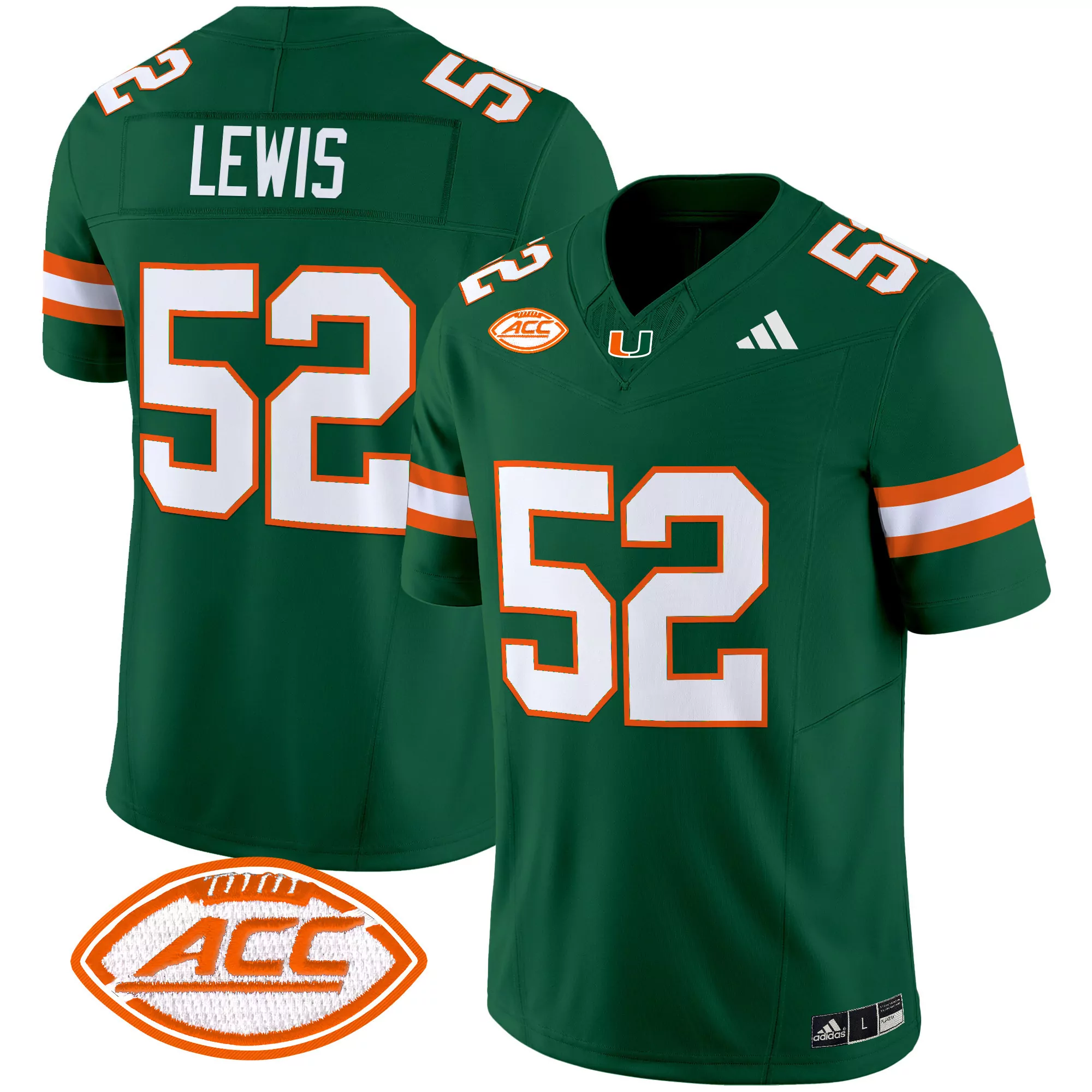 Lewis 52 Men'S Black Miami Hurricanes All Stitched Jersey With Name Patch 2025