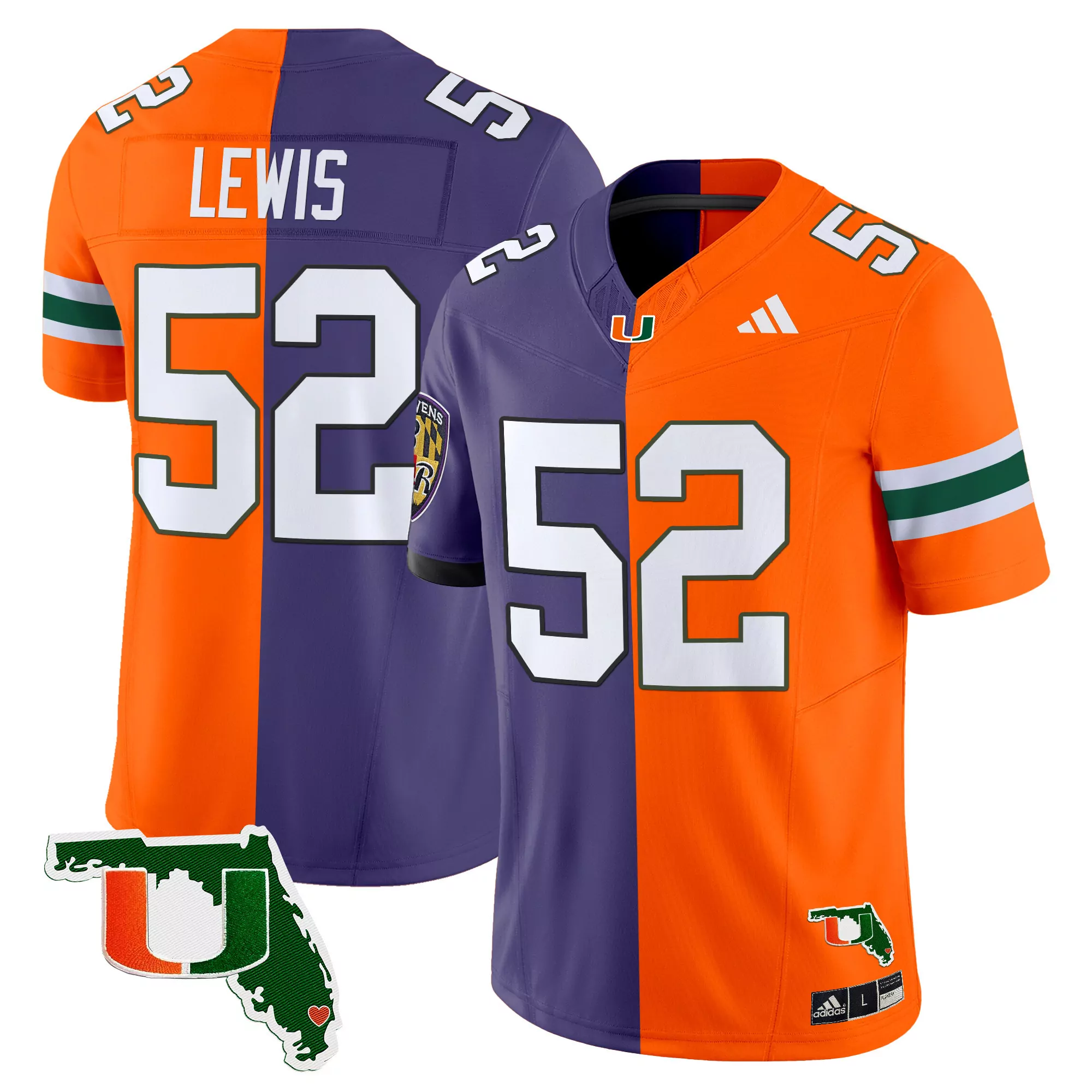 lewis 52 women s vapor jersey miami hurricanes orange acc embroidered 2025